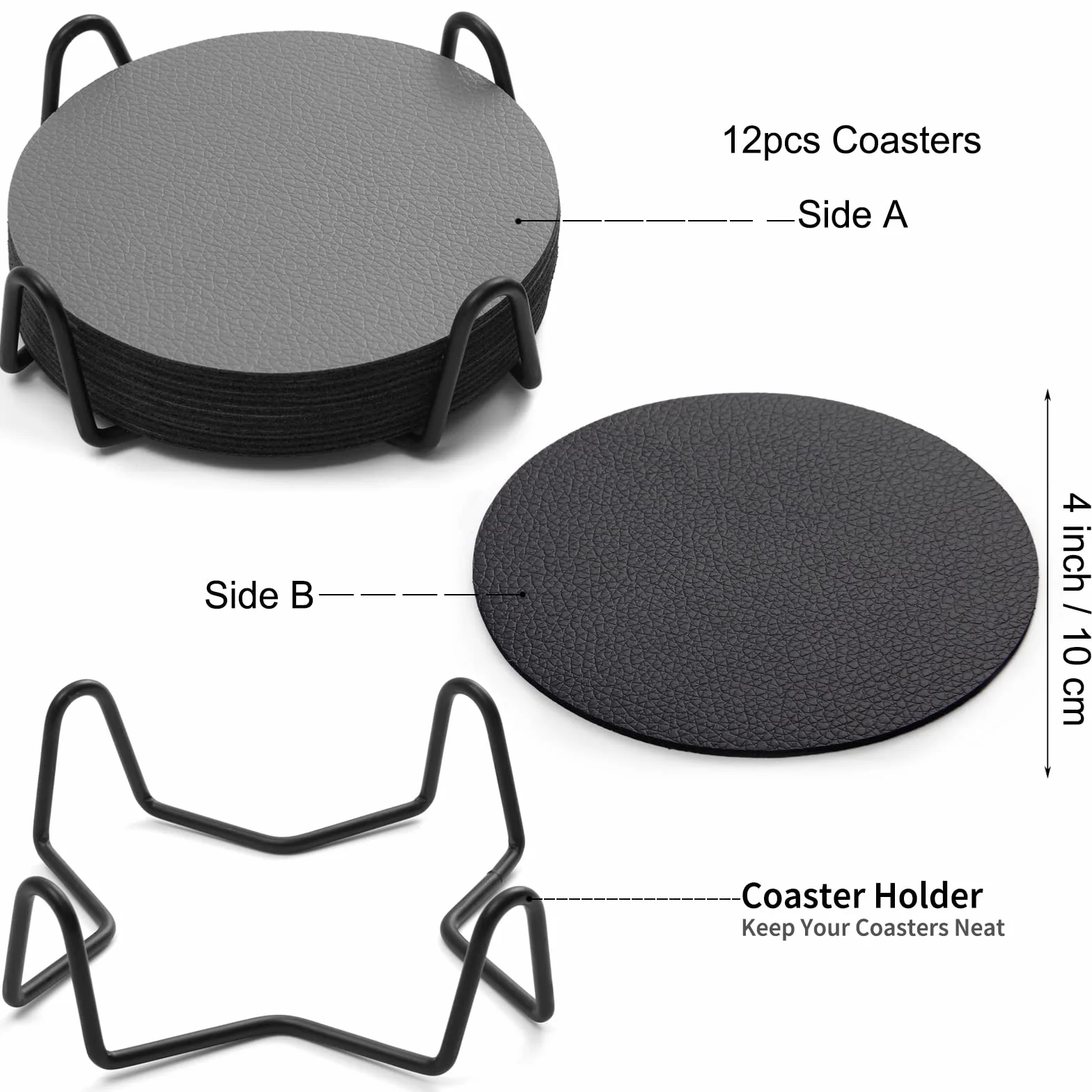 Posavasos Juego de 12 con Soporte, Doble Cara Antideslizant Bebidas Posavasos Originales