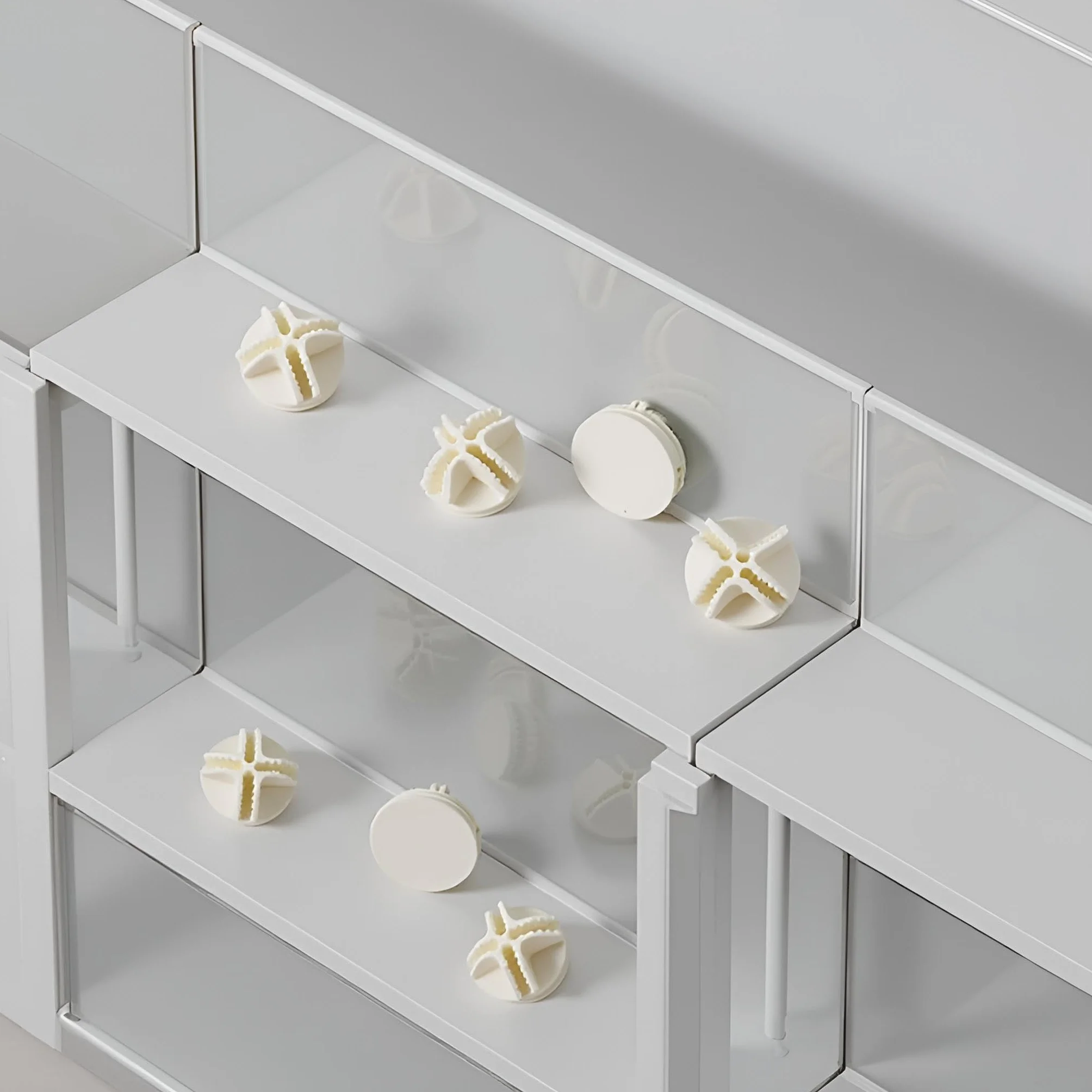 Conectores de cubo de alambre de plástico blanco para organizador modular de almacenamiento de armario