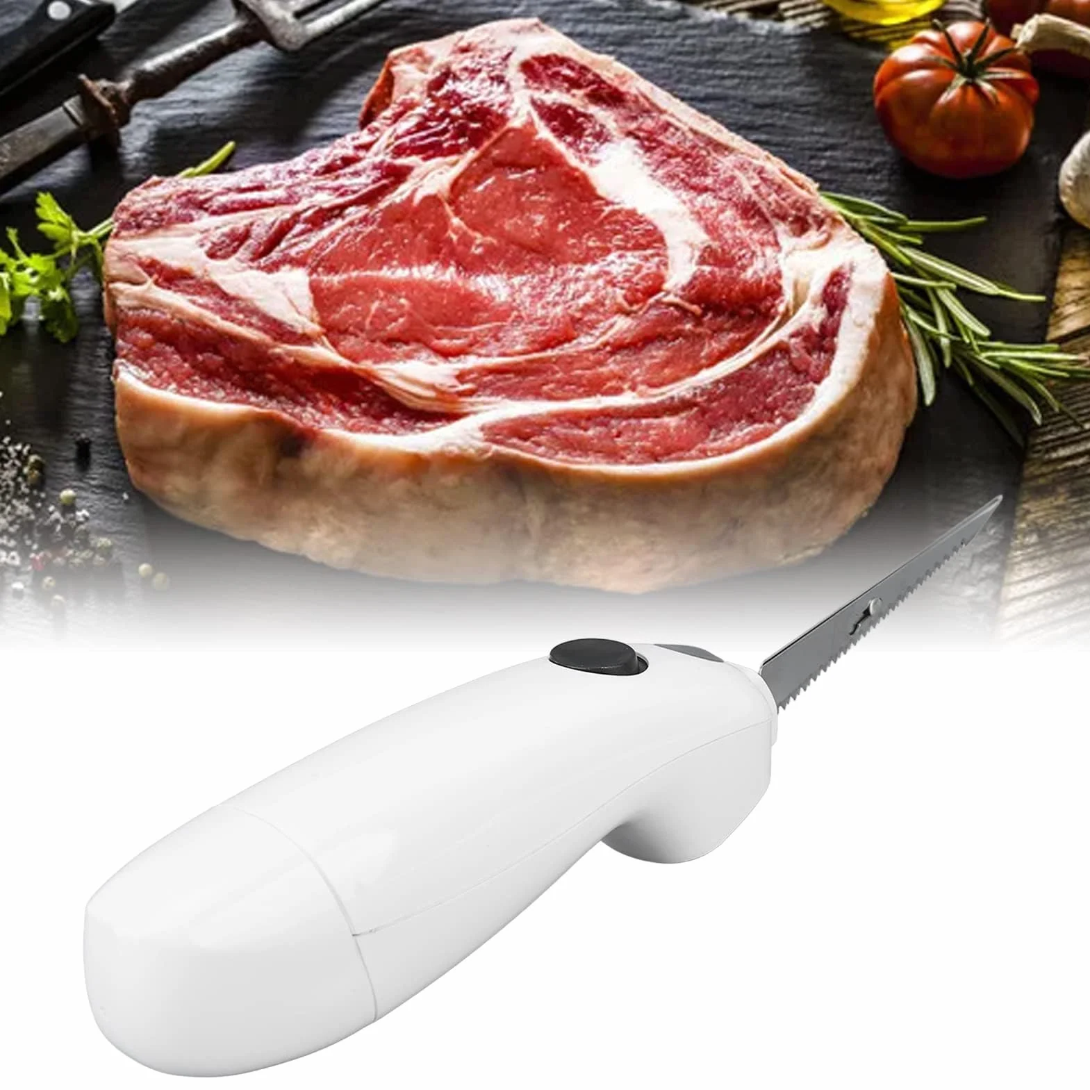 Cuchillo Eléctrico Inalámbrico para Filetear, Acero Inoxidable, Cuchillo para Trinchar, Cuchillo de Cocina para Pavo, Pan