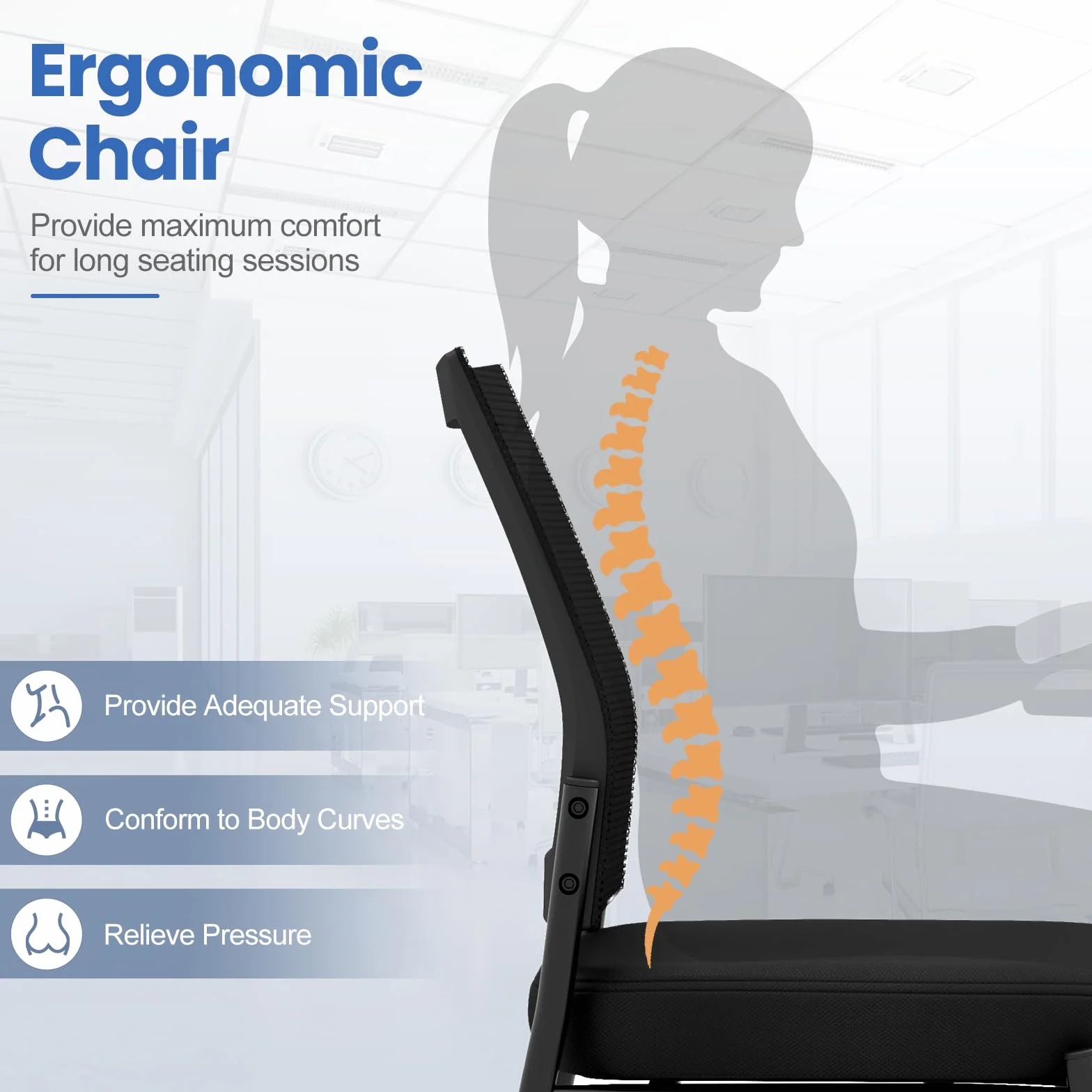 HOMASIS Juego de 2 sillas de Conferencia con Ruedas, Silla de Visita apilable con Rejilla, Silla de Oficina ergonómica con Respaldo, Silla apilable para Oficina, Conferencia, Negro (Sin reposabrazos)
