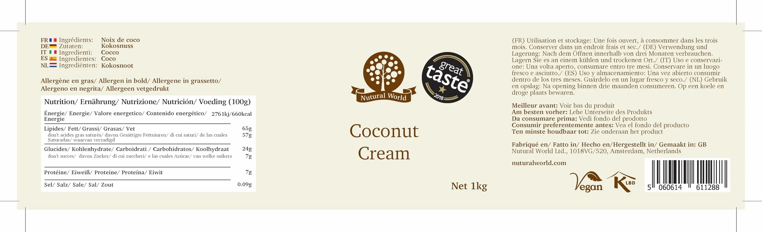 Crema de Coco Nutural World 1kg