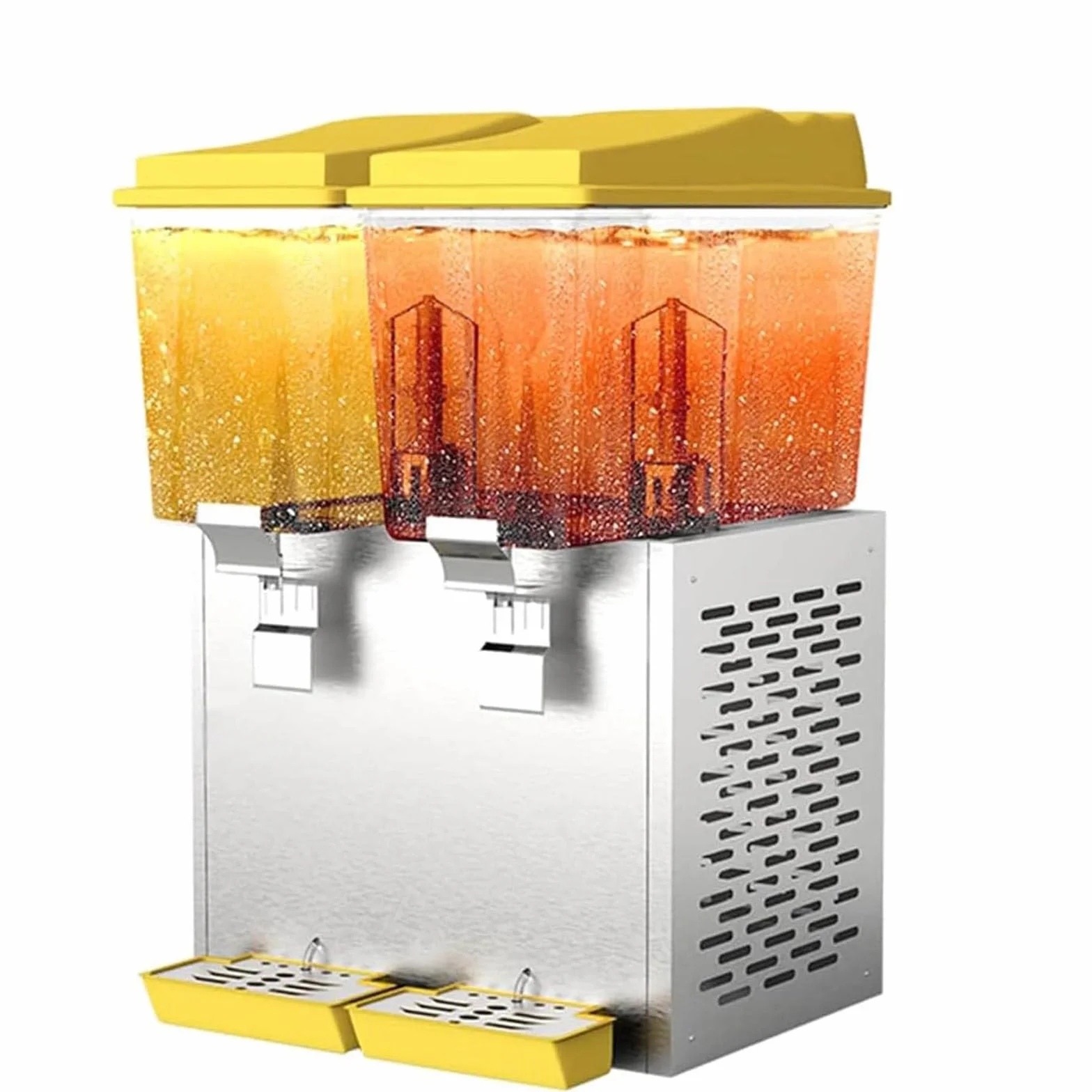 Dispensador comercial de bebidas con tres boquillas para zumos y bebidas, ideal para bufés, bares y hoteles