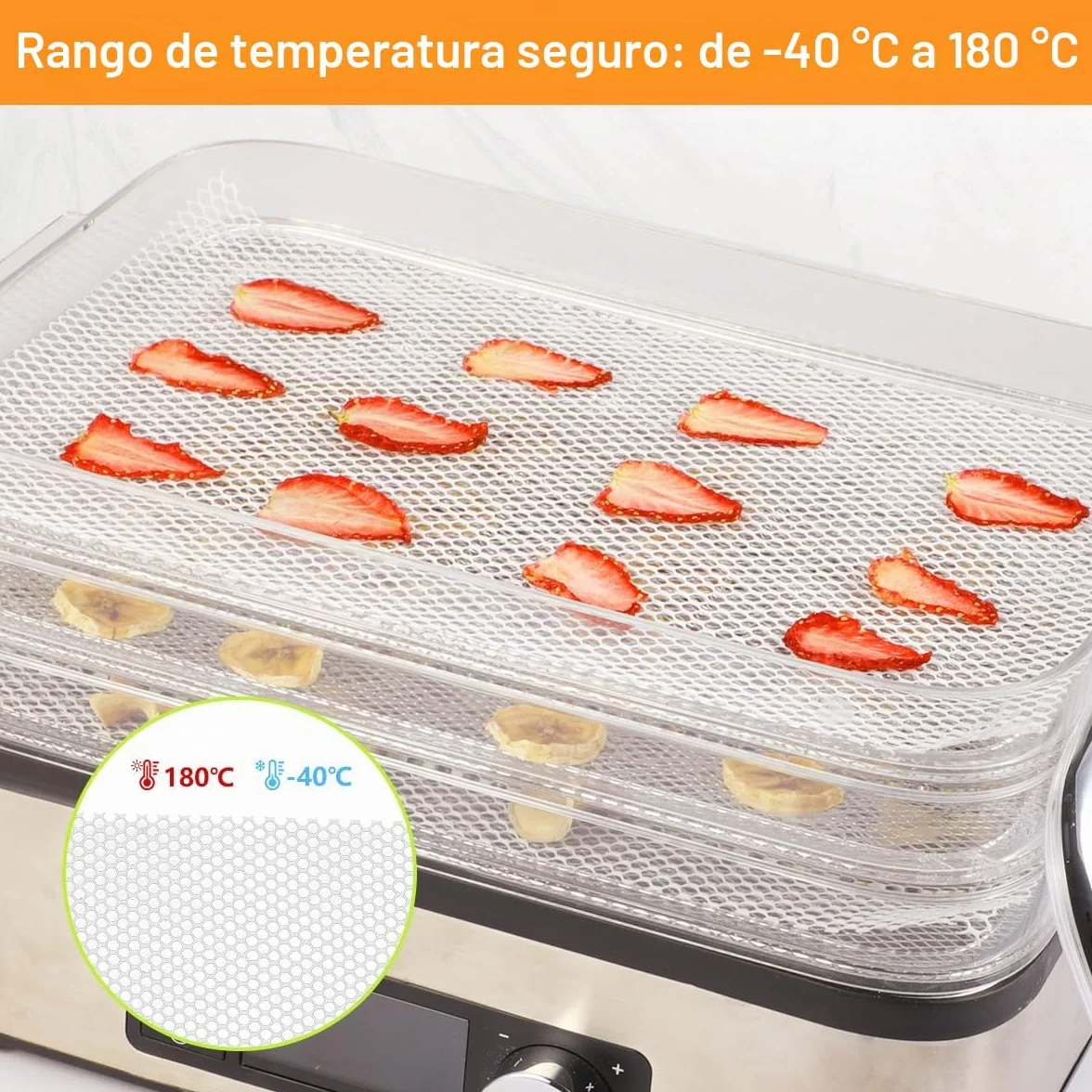 AIEVE Hojas de Silicona Antiadherente para Deshidratador de Frutas YASHE, Sin BPA, 17 x 26 cm