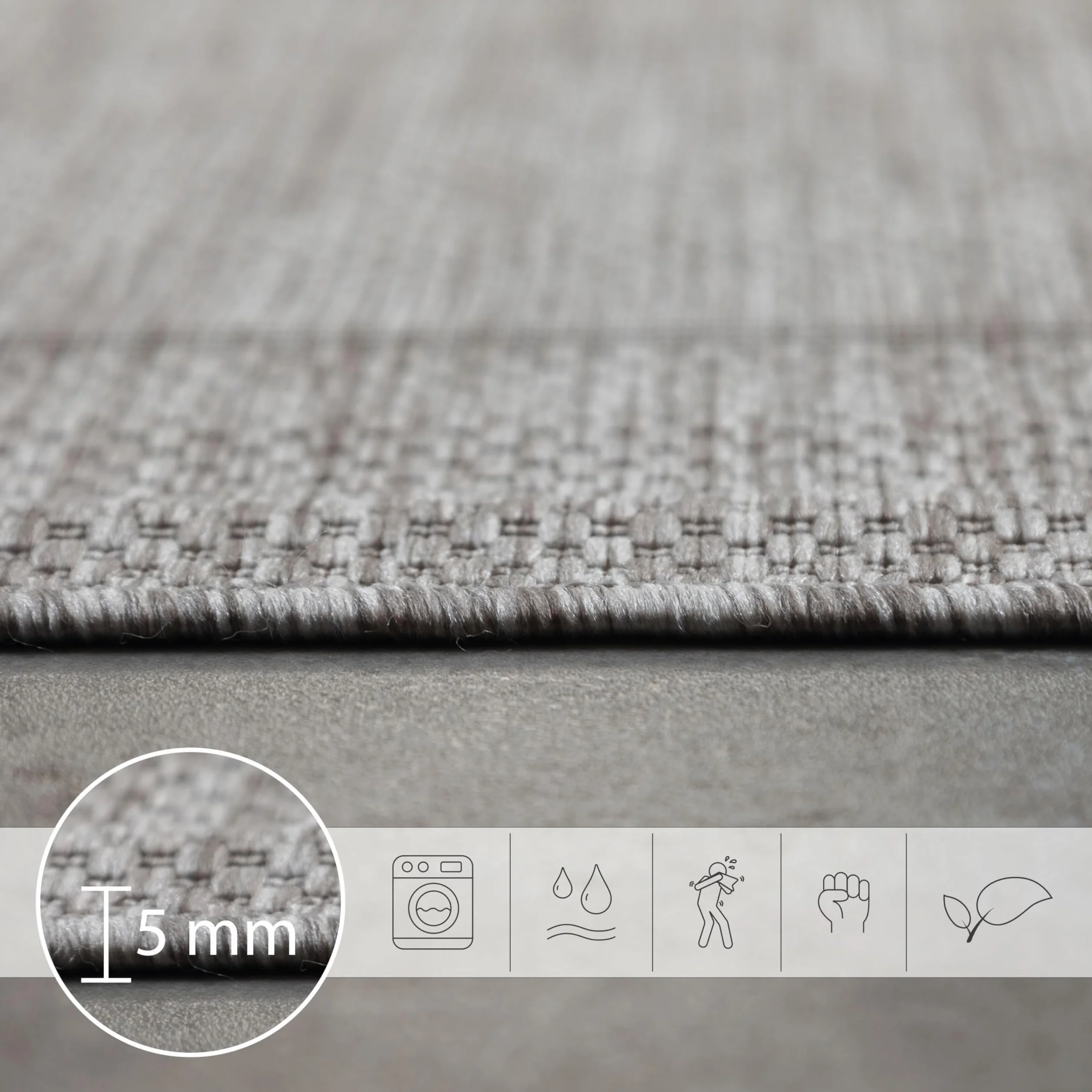 SIMPEX Alfombra de Exterior, Unicolor - Monocromo, Alfombra Color Plata, 240 x 340 cm, Alfombras de Estilo Moderno, Cocina, balcón, terraza, jardín, Picnic
