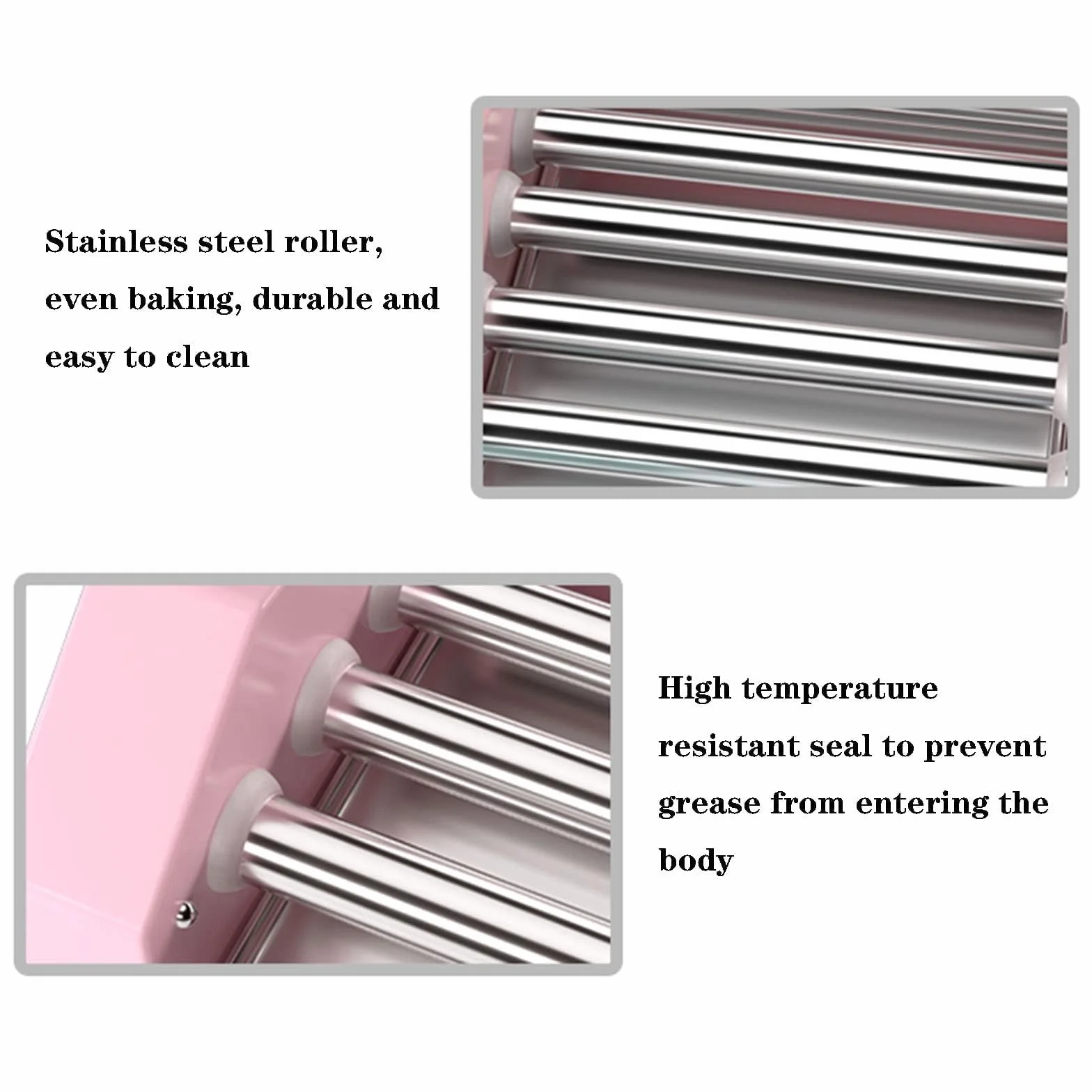 Hot Dog Roller Grill - Máquina de cocina con 5 rodillos antiadherentes y control de temperatura para salchichas y rollos de huevo