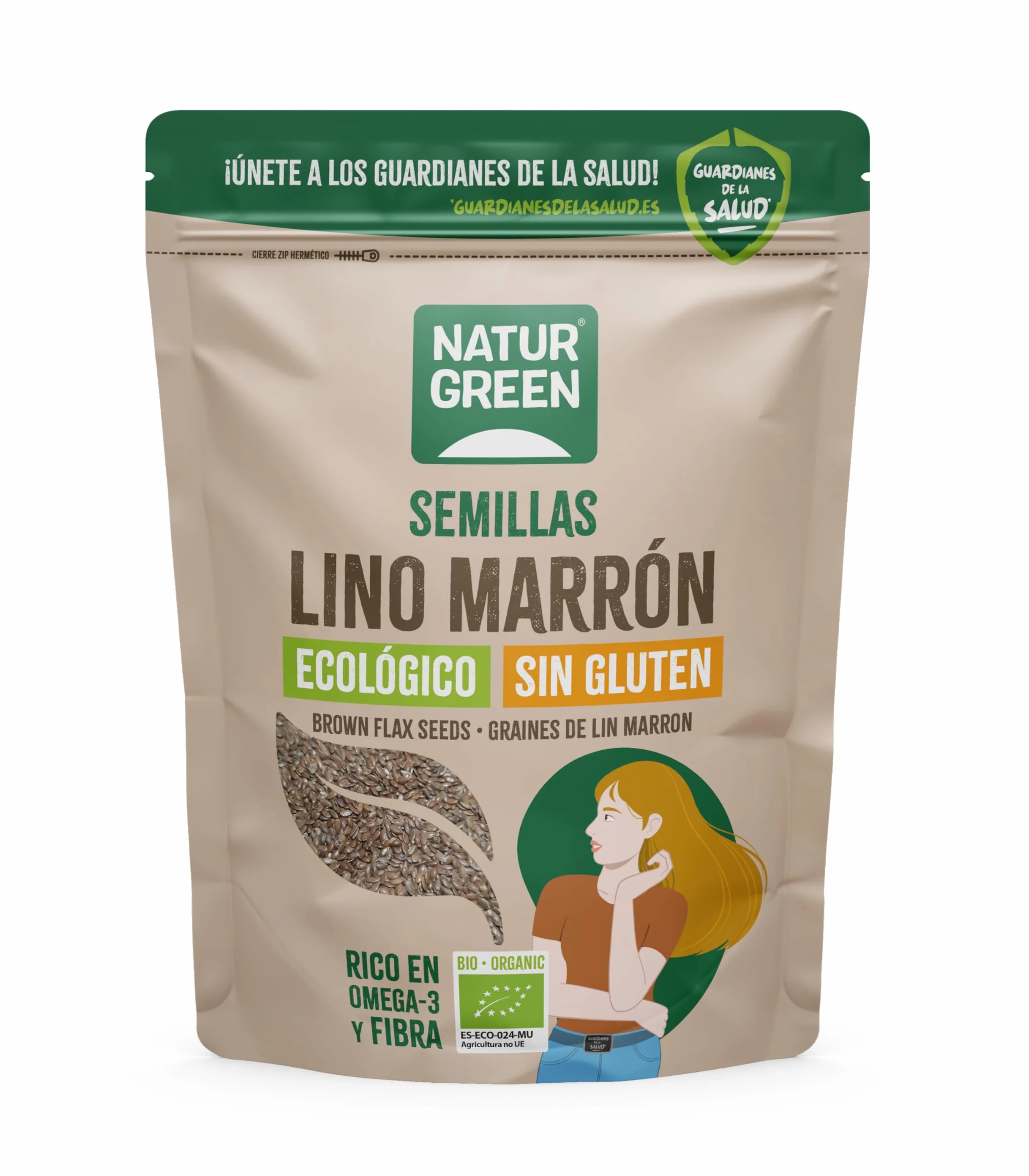 Semillas de Lino Ecológico Marrón 500g Omega 3 Fibra Vegano