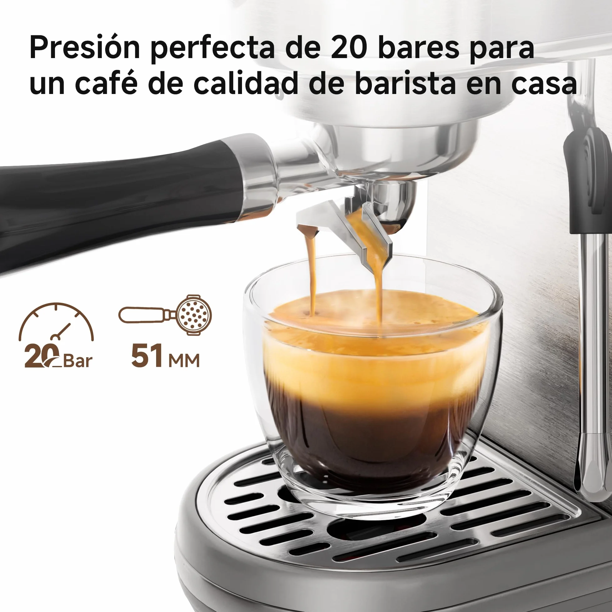 HIBREW H10B - Máquina de Espresso Profesional Actualizada 2026, Cafetera Programable 20 Bares con Vaporizador de Leche, Cuerpo de Acero Inoxidable con Pantalla LED, para Hogar y Oficina