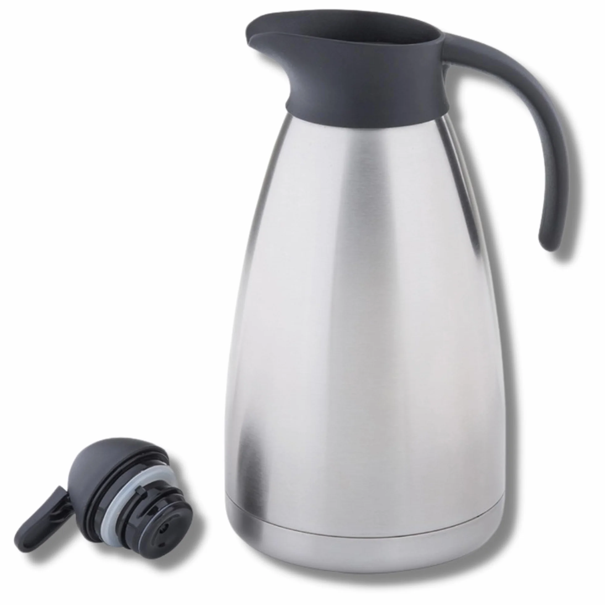 TableCraft 10298, jarra térmica de café de acero inoxidable, 50 onzas (1.5 litros), dispensador de bebidas aislado al vacío, tapa de prensa para servir, caliente o fría, grado comercial