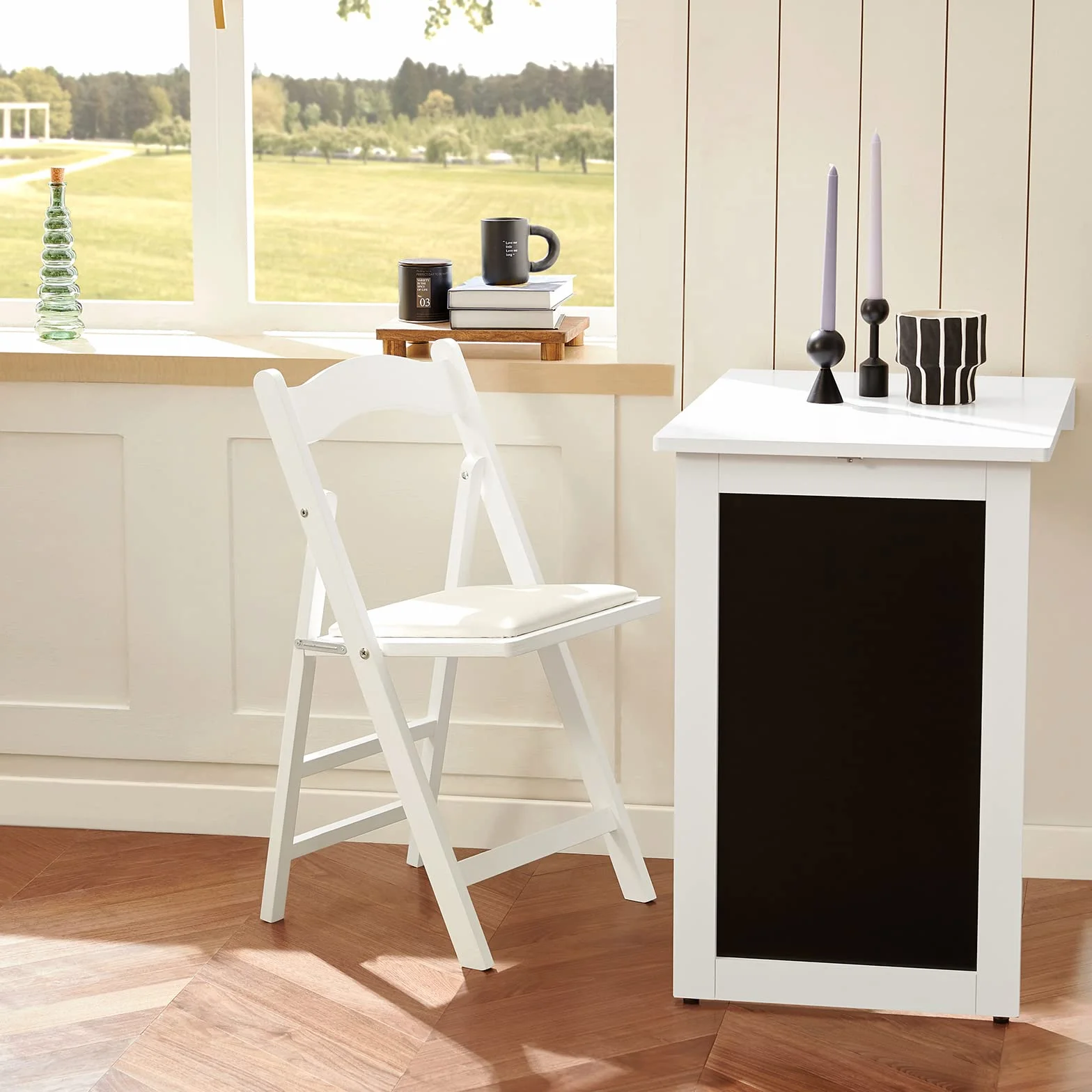 SoBuy Mesa Plegable Murale con Hoja Abatible Extensible 50x75x76cm Blanco