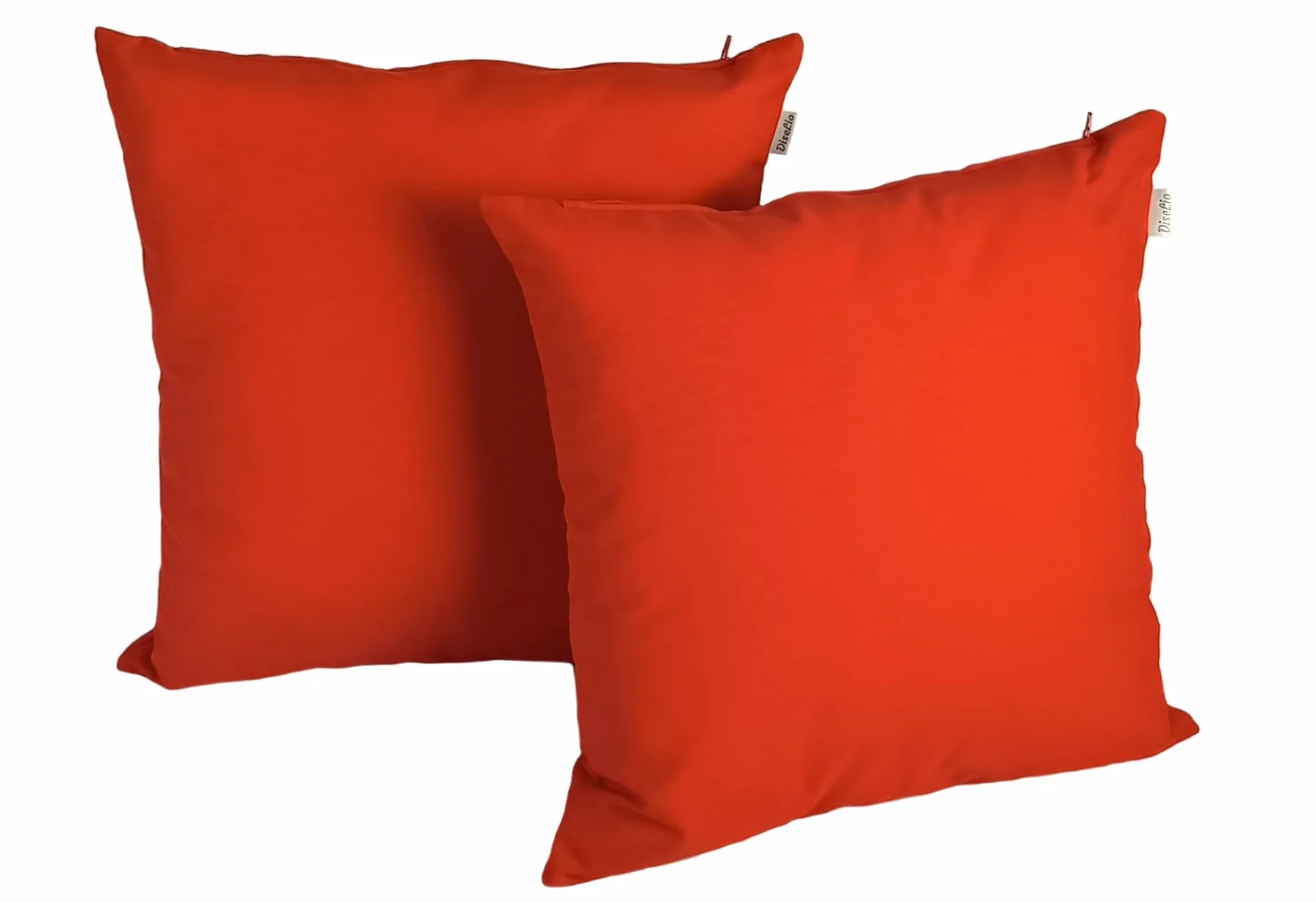 Fundas Cojines 45x45 Rojo Loto - Juego 2 Fundas Cojín Sofá Algodón Poliéster Cremallera Oculta