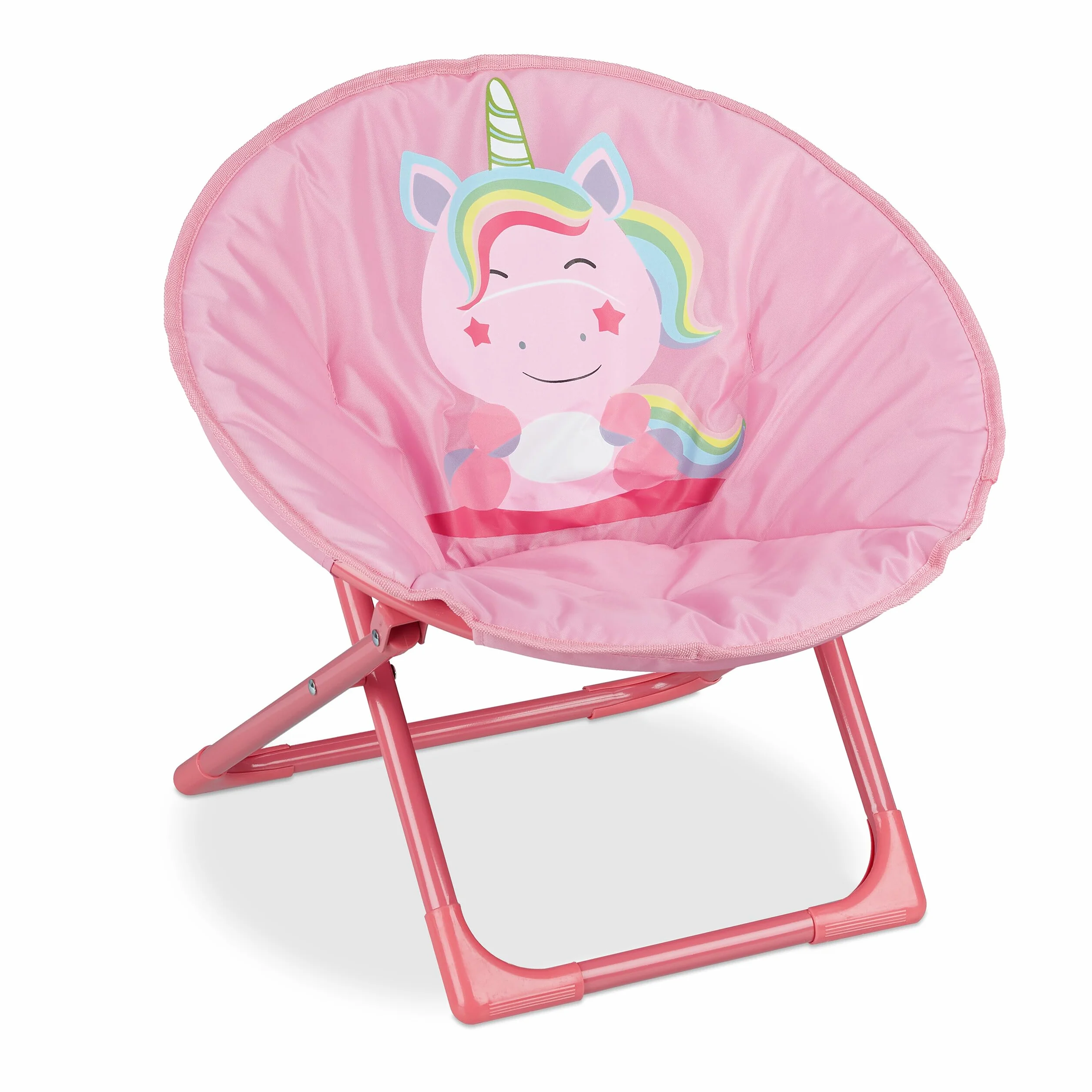 Relaxdays Silla de Acampada Infantil Unicornio Plegable Rosa