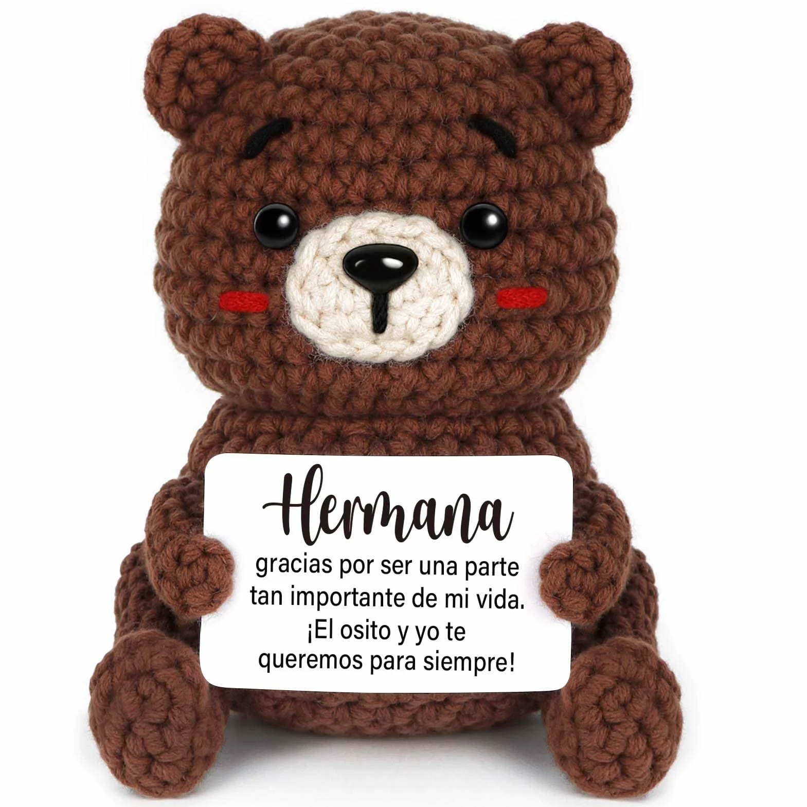 CheriGift Oso Positiva Regalo Hermana, Oso Hechas a Mano, Originales Regalo Hermana Cumpleaños, Día de San Valentín, Navidad 6 x 5 x 9.5 cm