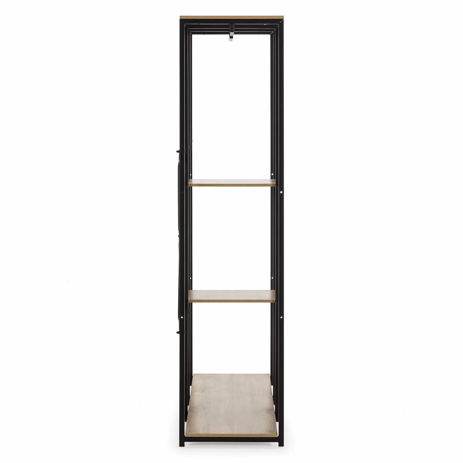 HOMN LIVING Armario vestidor Jana 3 estantes 2 Barras, Color Roble/Negro, 120 cm (Ancho) 40,4 cm (Profundo) 167 cm (Altura)