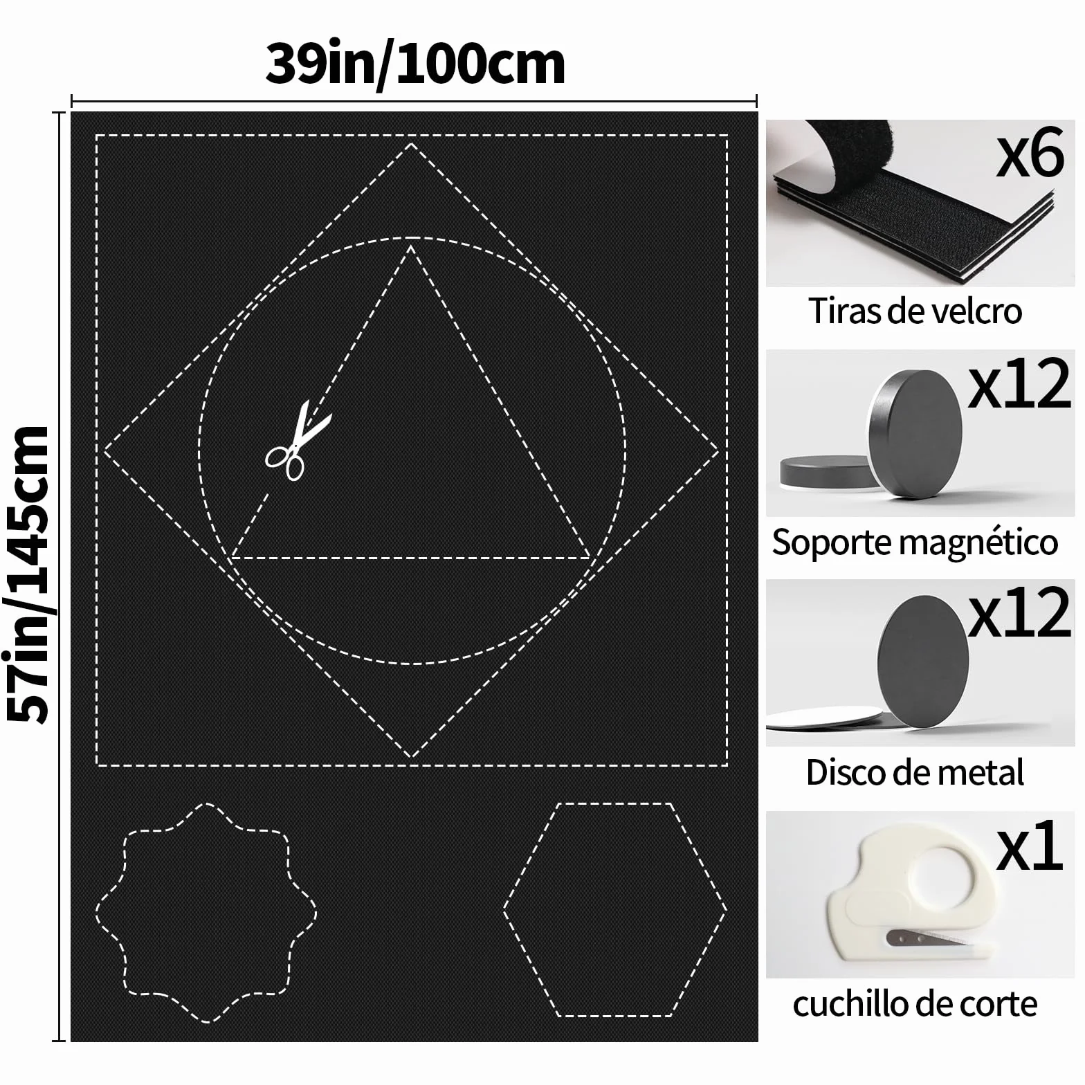 Estor Opaco Magnético para Ventana Cortina Blackout Portátil Protección Solar 100x145CM