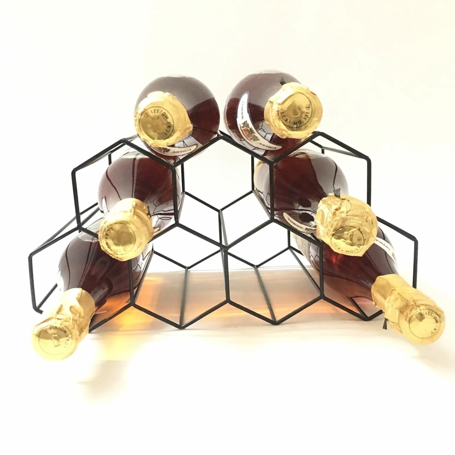 Estante de Vino Independiente, Estante para Vino, Estante para Botellas de Vino de Hierro, Botellero de Metal, Botellero de Pie, para Bar, Bodega, Salón, Cocina, Bodega (Negro)