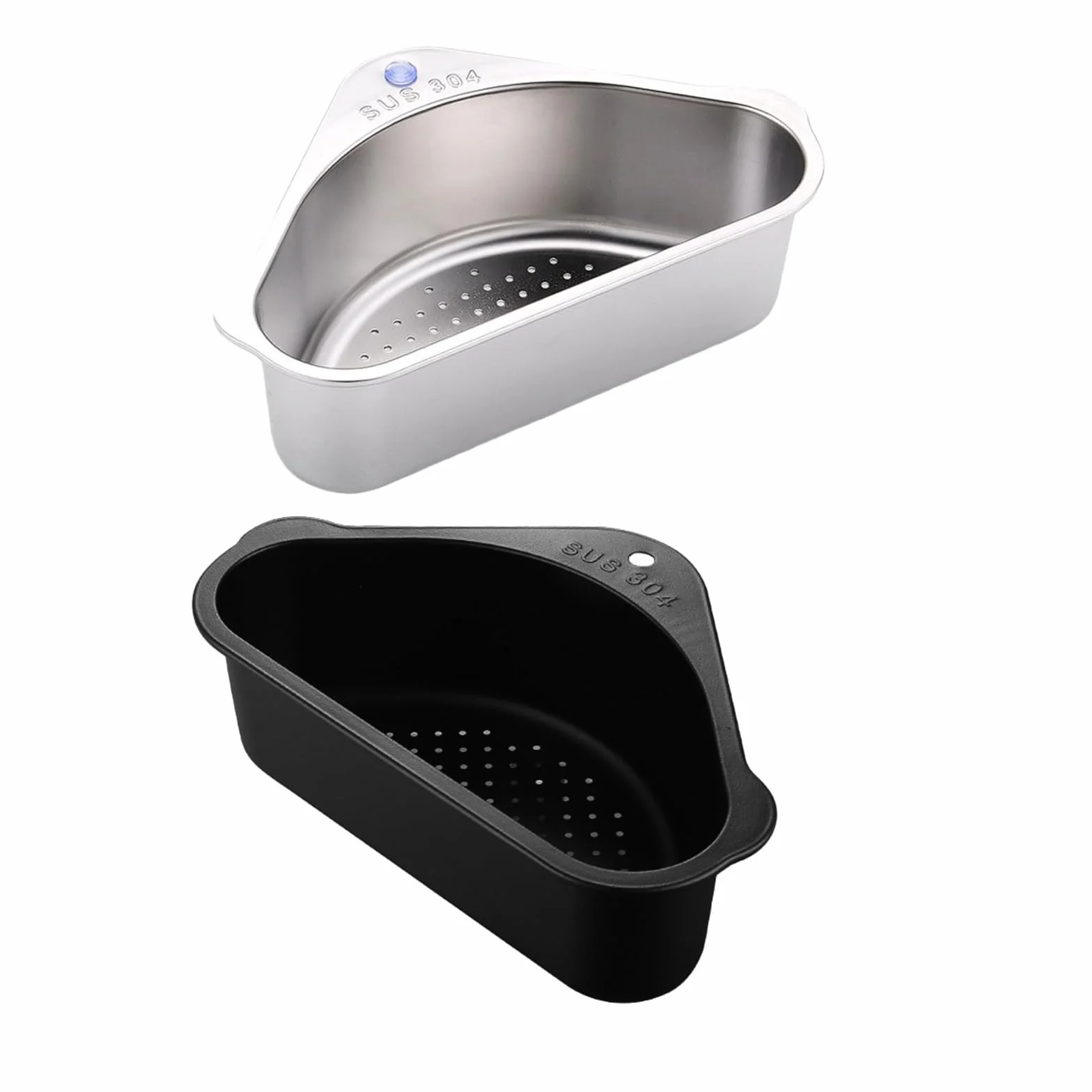 NUOBESTY Colador de desagüe lateral para fregadero: cesta de acero inoxidable para recoger alimentos, cesta colgante para fregadero de esquina, filtro para residuos de comida de cocina y limpieza de