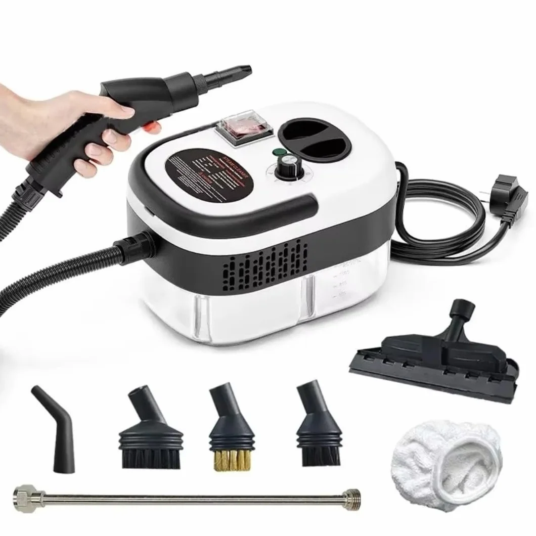 Limpiador a vapor portátil 2500W de alta temperatura y presión para aire acondicionado, campana cocina, coche, pisos (Blanco)