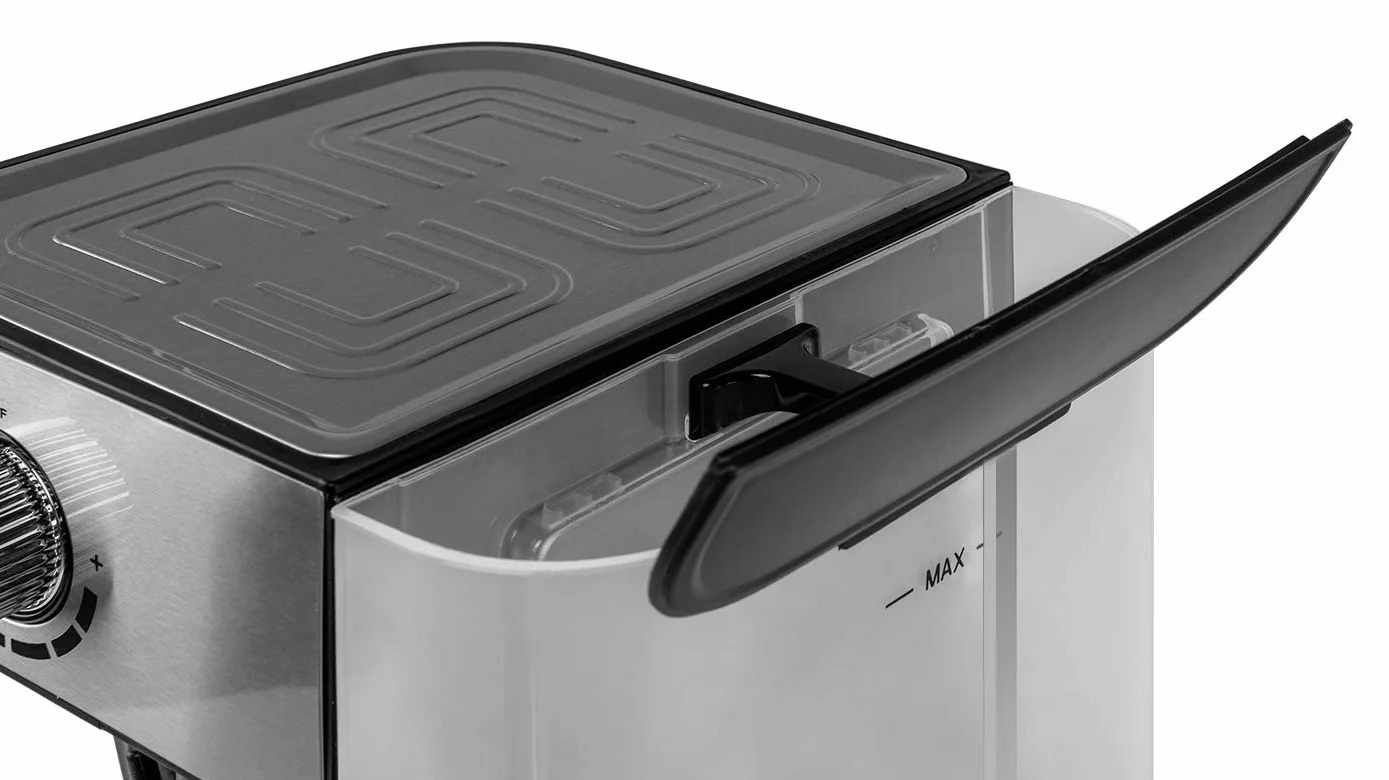 Orbegozo EX 6000, Cafetera express, 1050 W, depósito de agua extraíble 1,5 litros, 20 bar, panel control táctil, modos programados, café molido/monodosis, vaporizador, frontal inox, color plata