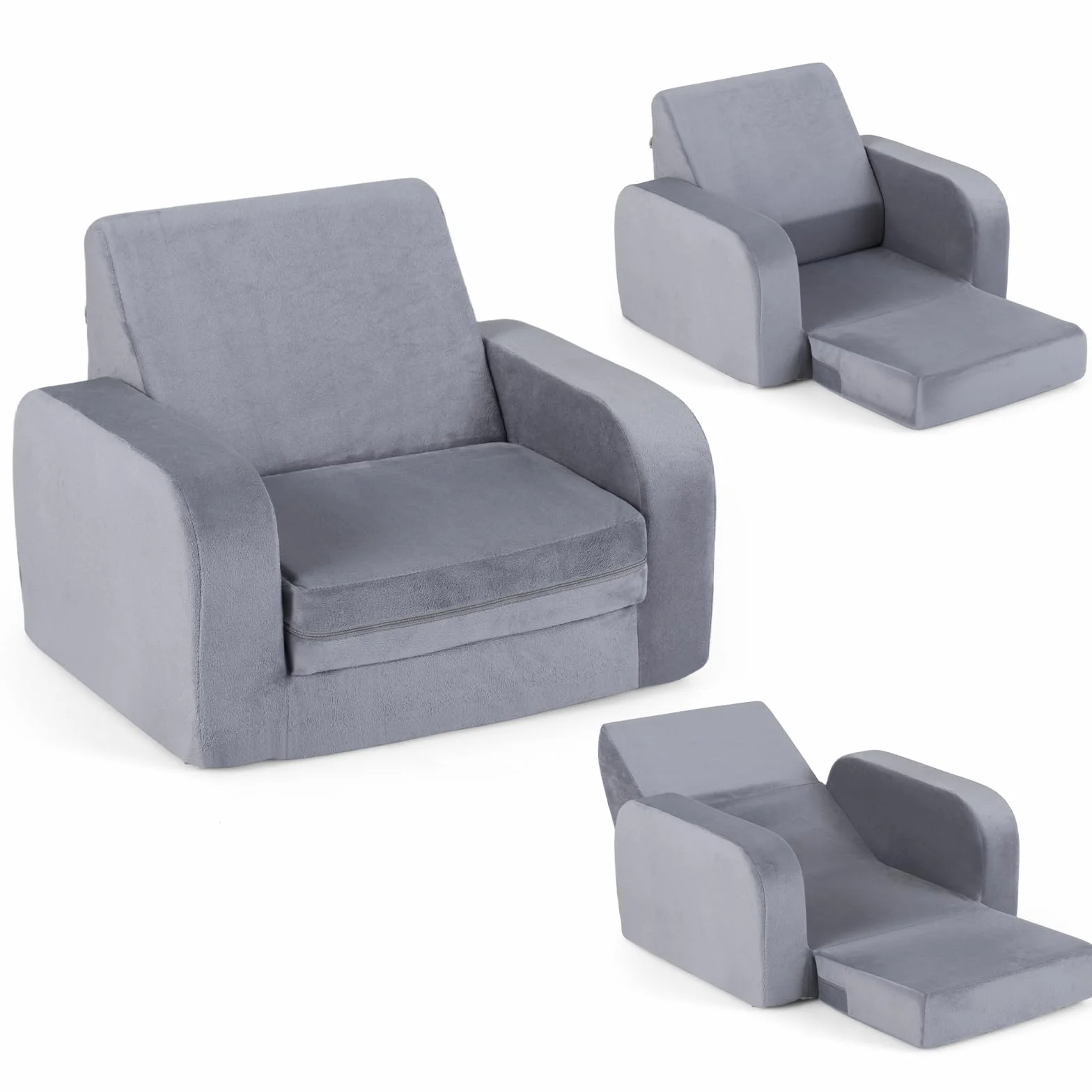 LIFEZEAL Sofá infantil plegable 3 en 1, sofá cama con funda extraíble, cómodo sofá cama para niños pequeños, mini sofá para bebé, para dormitorio, sala de juegos
