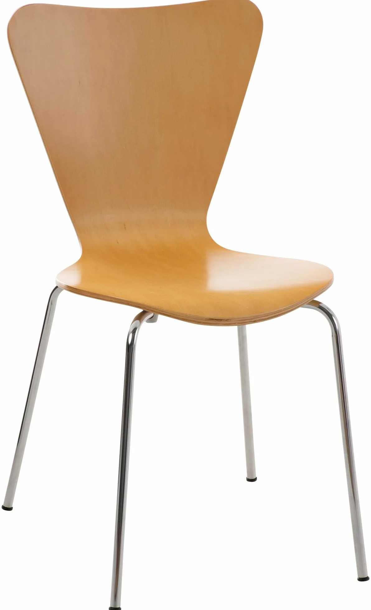 CLP Silla de Visita Apilable Calisto I Silla de Comedor Apilable & Asiento de Madera I Silla de Cocina con Base de Metal, Color:Natura