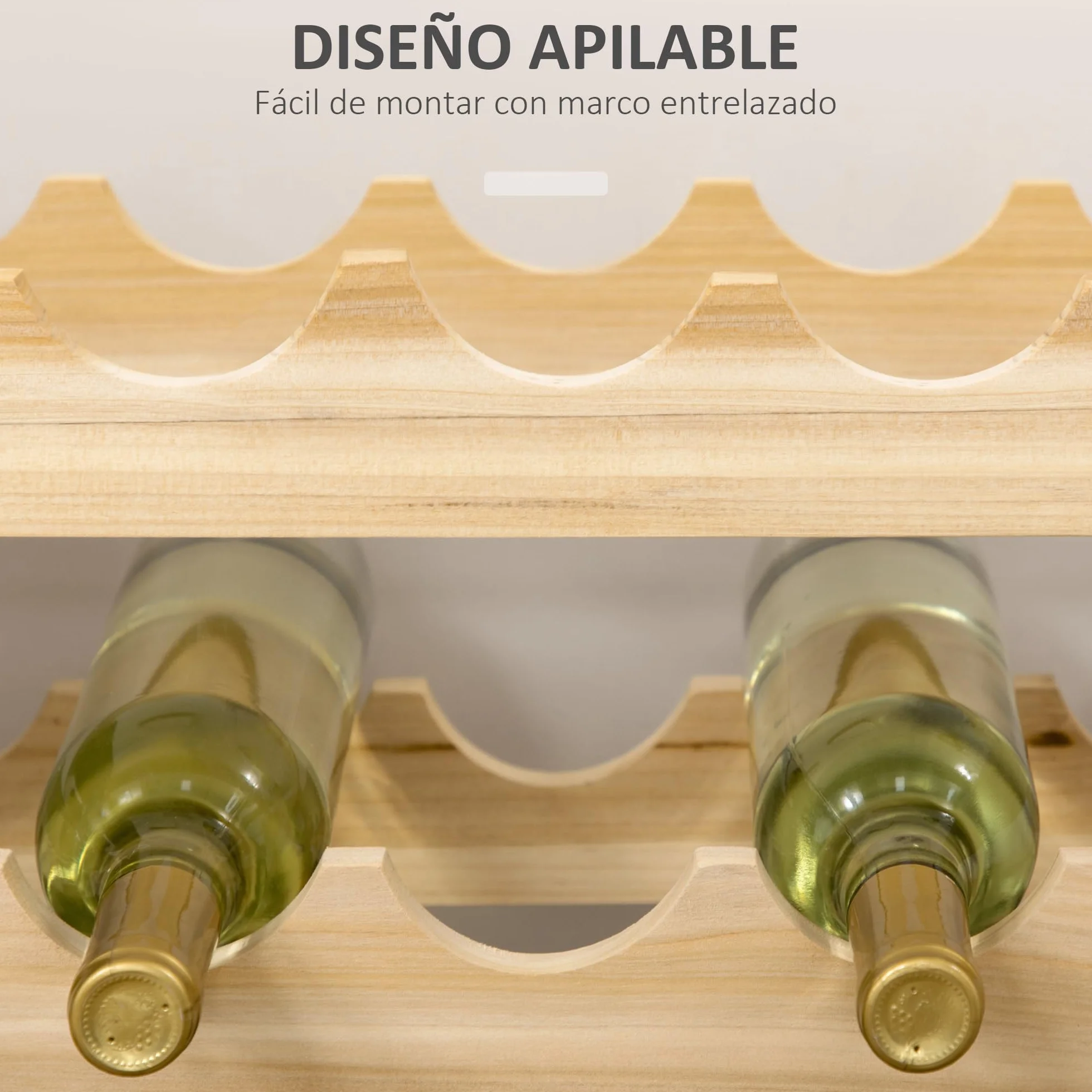 HOMCOM Botellero Vino 72 Botellas de Madera de 6 Niveles Botellero Vertical Carga 100 kg para Cocina Comedor Bar 114x28x85 cm Madera Natural