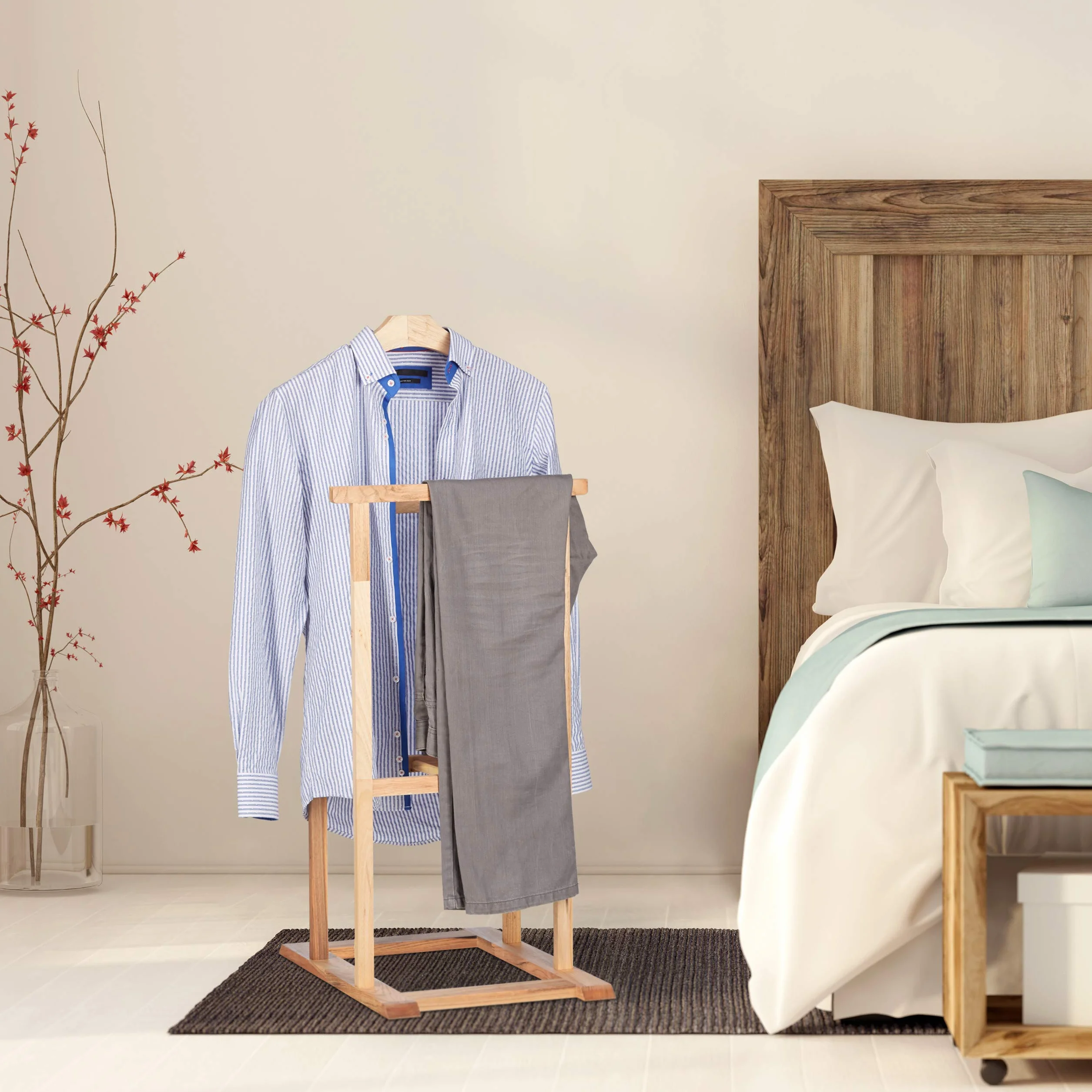 Relaxdays Galán de Noche Perchero Pie para Trajes Madera de Nogal 102 x 47 x 50 cm Marrón
