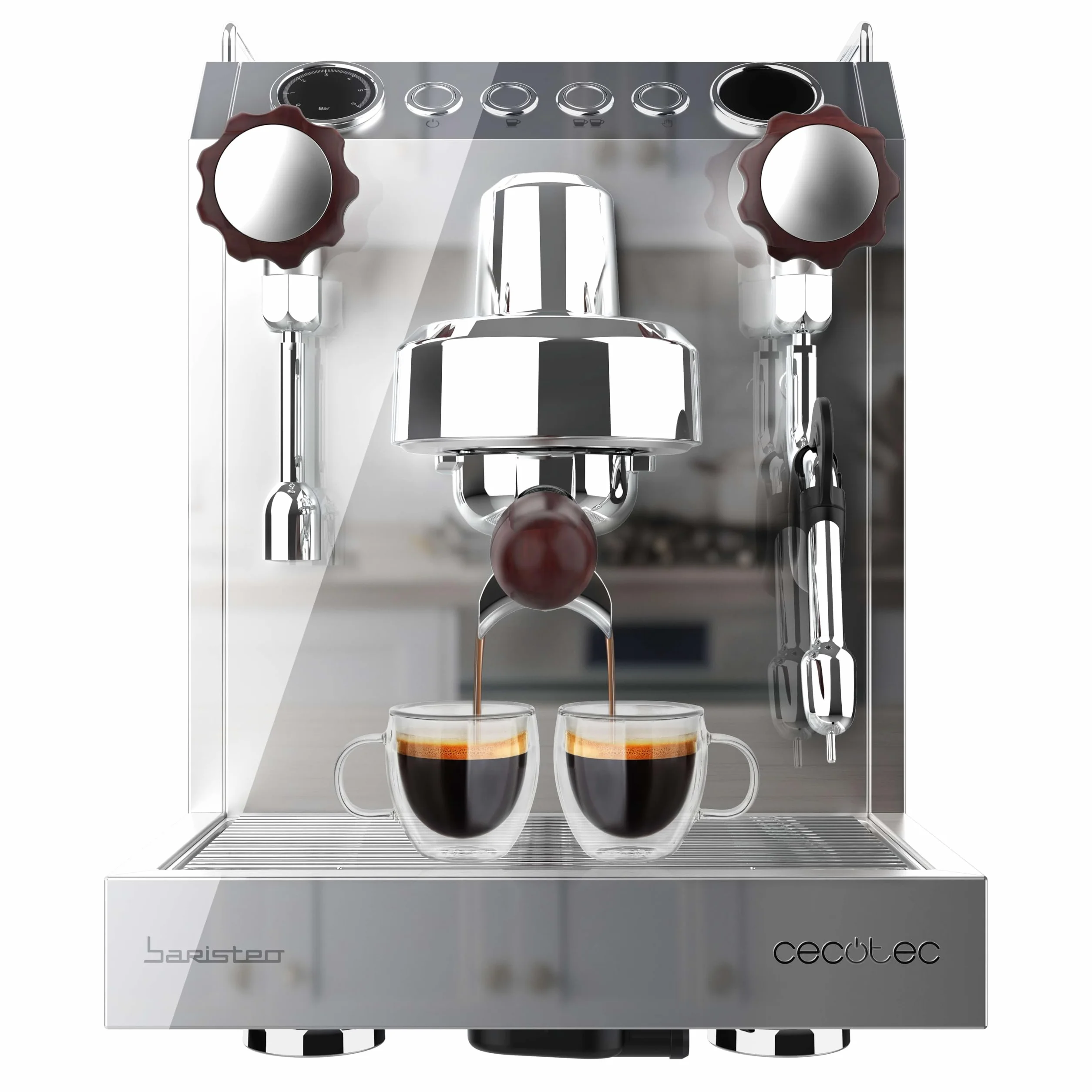 Cecotec Cafetera Express Barista Baristeo Classic. 2700W, Bomba 15 Bares, Control Pid, Doble Calentamiento, depósito 2.5L, Vaporizador, Grifos Profesionales, Extracción Crema, Diseño Profesional