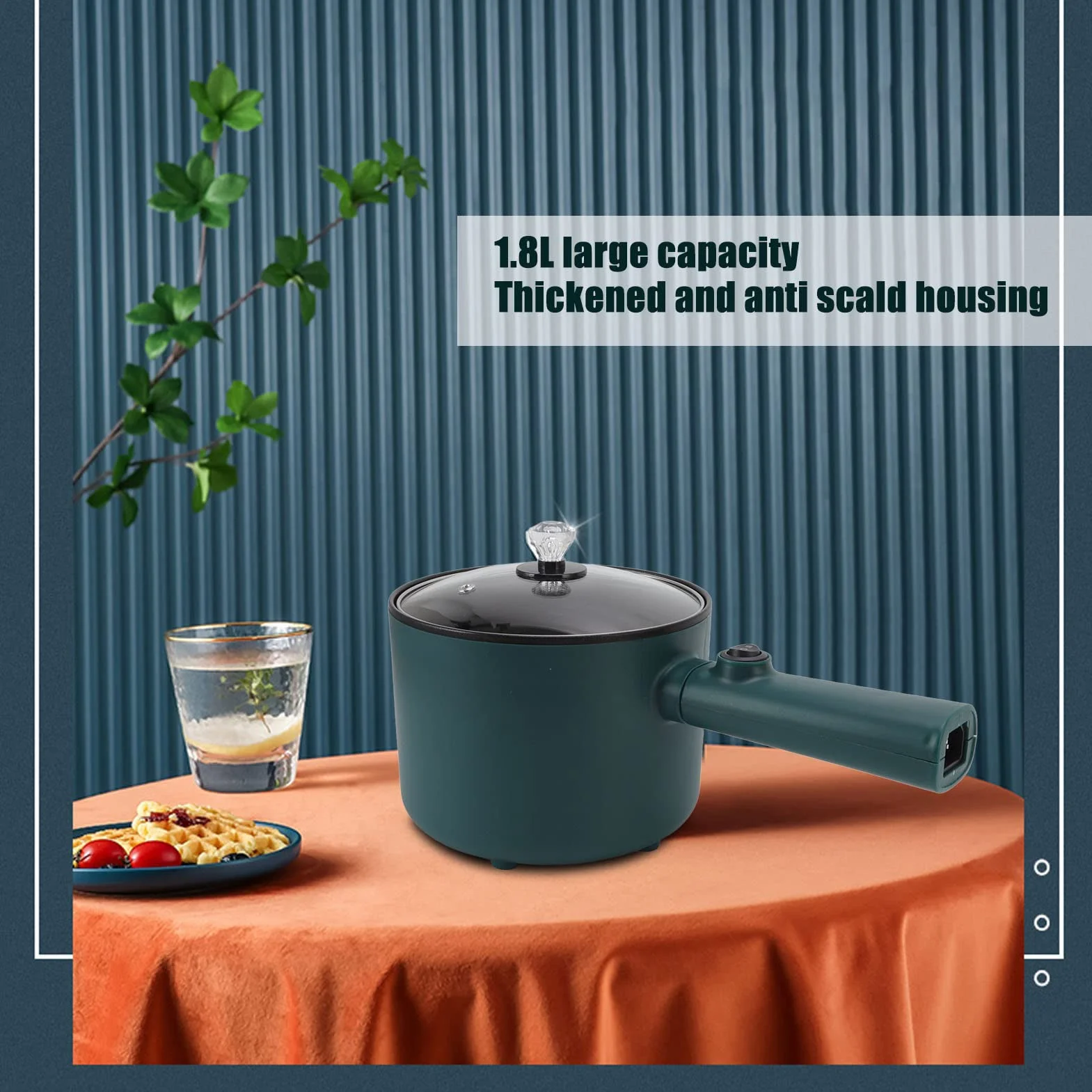 Mini olla caliente multifunción antiadherente 1,8 L Mango largo