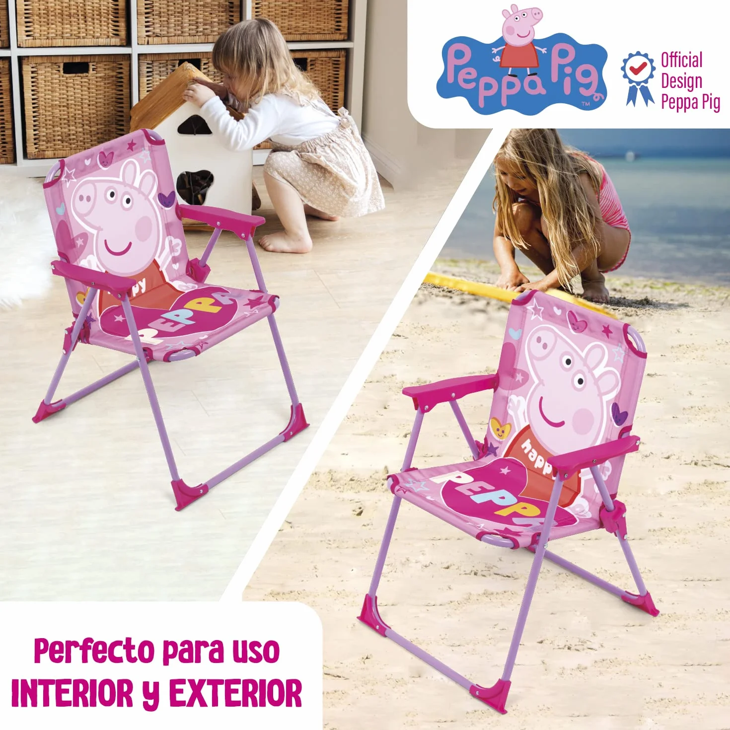 ARDITEX Silla Plegable Peppa Pig 38x32x53cm para Jardín Camping Playa
