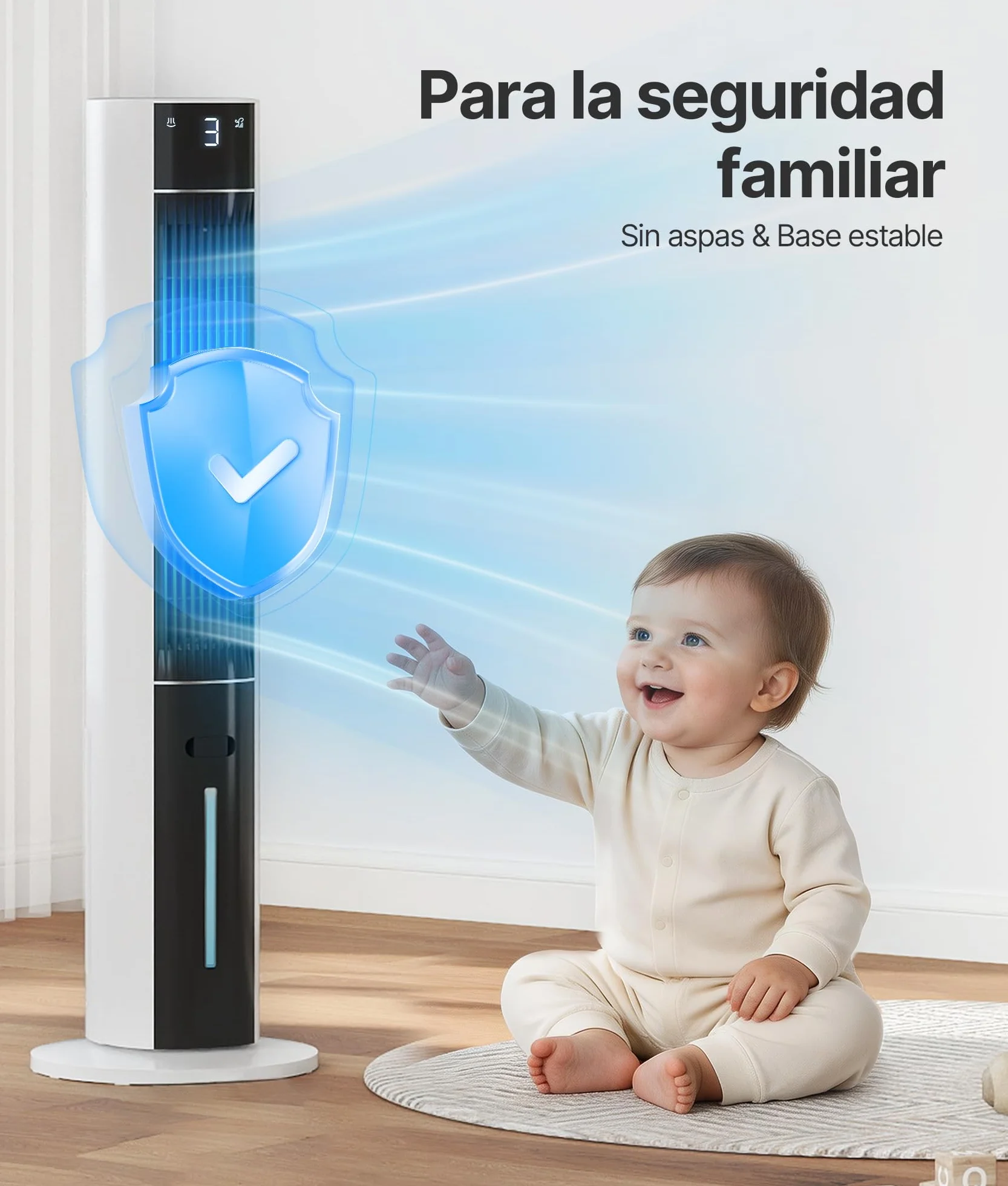 Climatizador Evaporativo Portátil- Alternativa al Aire Acondicionado Portatil Enfriador de Aire Silencioso,3 Modos, Temporizador 12H, Mando, Función Aroma, Blanco
