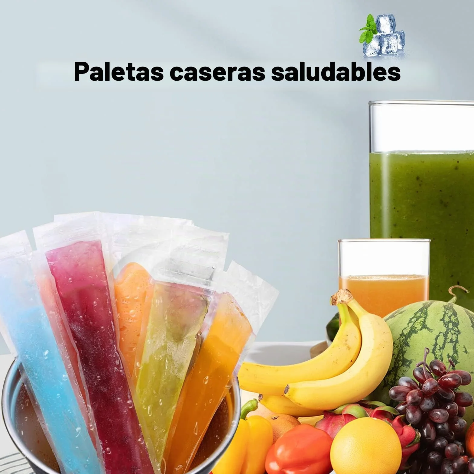 Bolsas para Paletas de Popsicle sin BPA con Embudo 5 x 22 cm