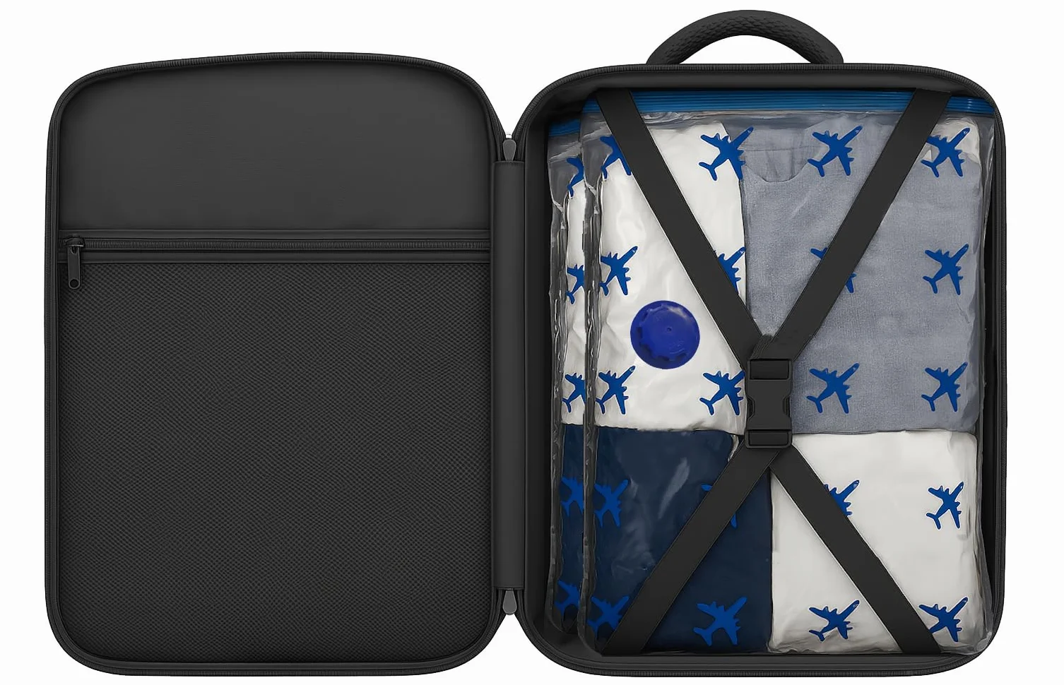 Lavatelli Juego de 2 bolsas de viaje al vacío 40x45 cm compatibles mochila Ryanair 40x30x20 equipaje de mano válvula universal reutilizables