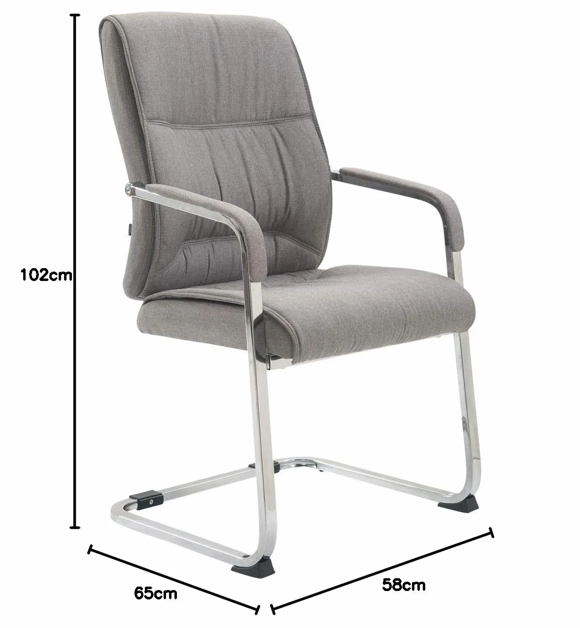 CLP Silla De Conferencia Anubis En Tela I Silla De Reunion En Estilo Cantiléver I Silla De Oficina Sin Ruedas & con Base De Metal, Color:Gris