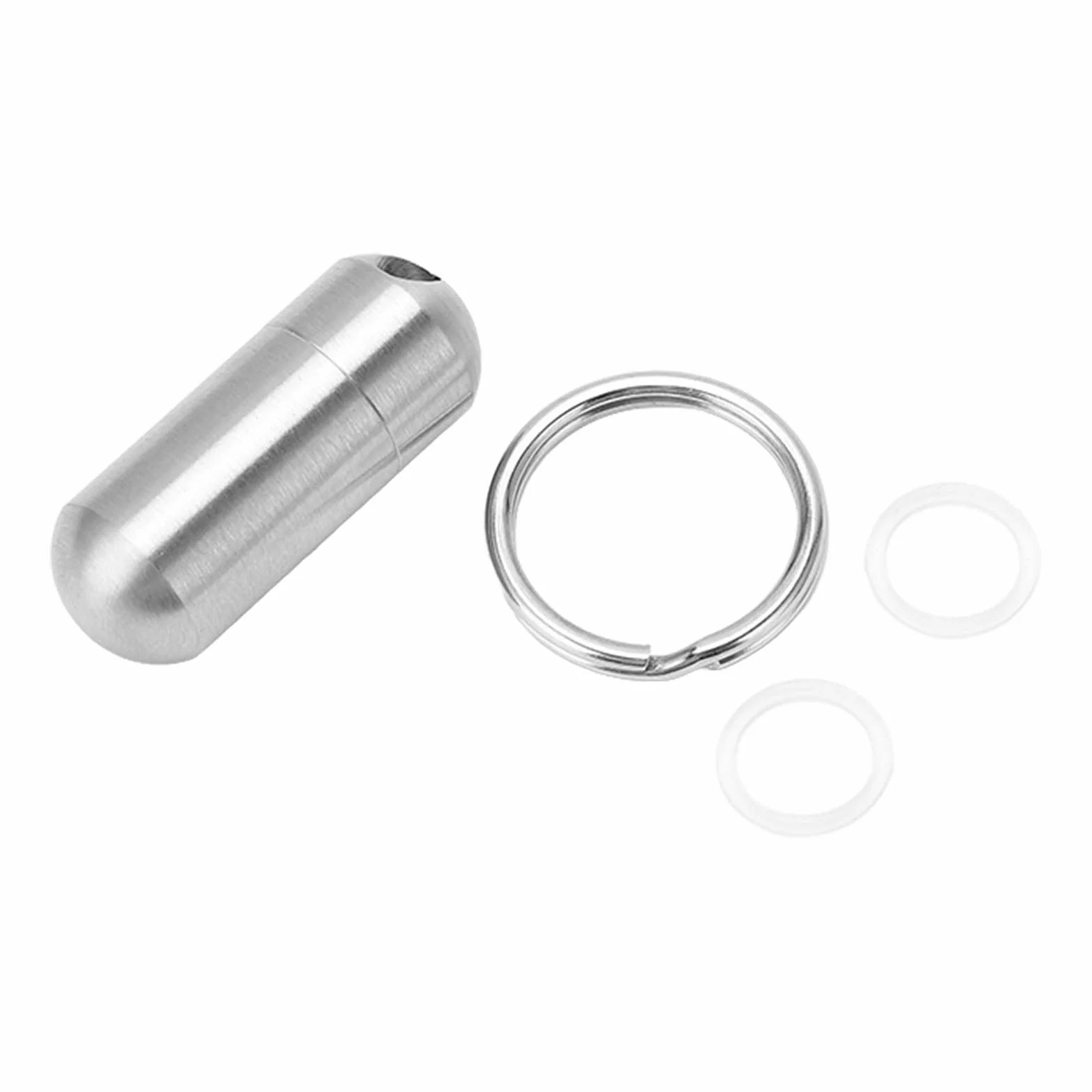 Caja de Pastillas Medicamentos Acero Inoxidable Impermeable con Llavero Portátil