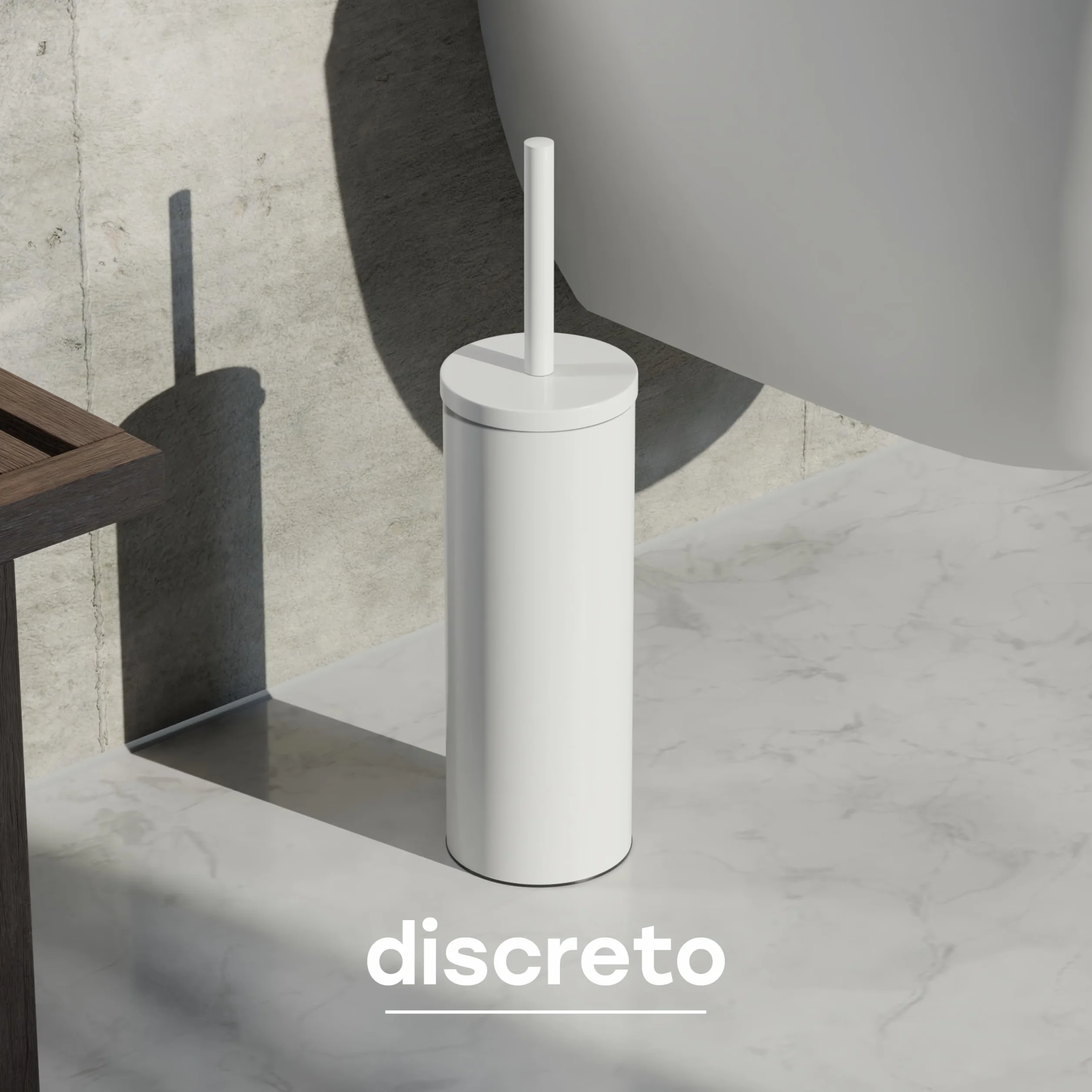 Escobilla Baño Silicona Acero Inoxidable con Tapa Protectora SAVEGA Diseño Moderno Blanco