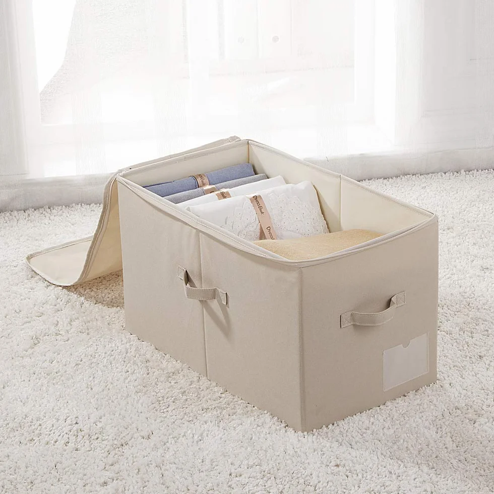 iwill CREATE PRO 56x32x33 cm cesta de almacenamiento plegable grande para armario con tapa lavable beige