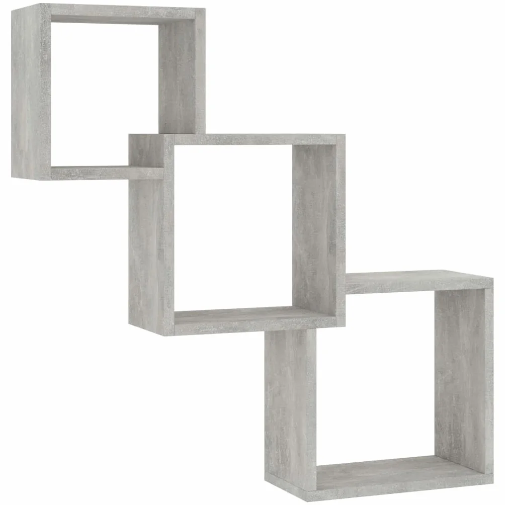 vidaXL Estantes de Pared Cubo Contrachapada Decoración Gris Hormigón 68x15x68cm