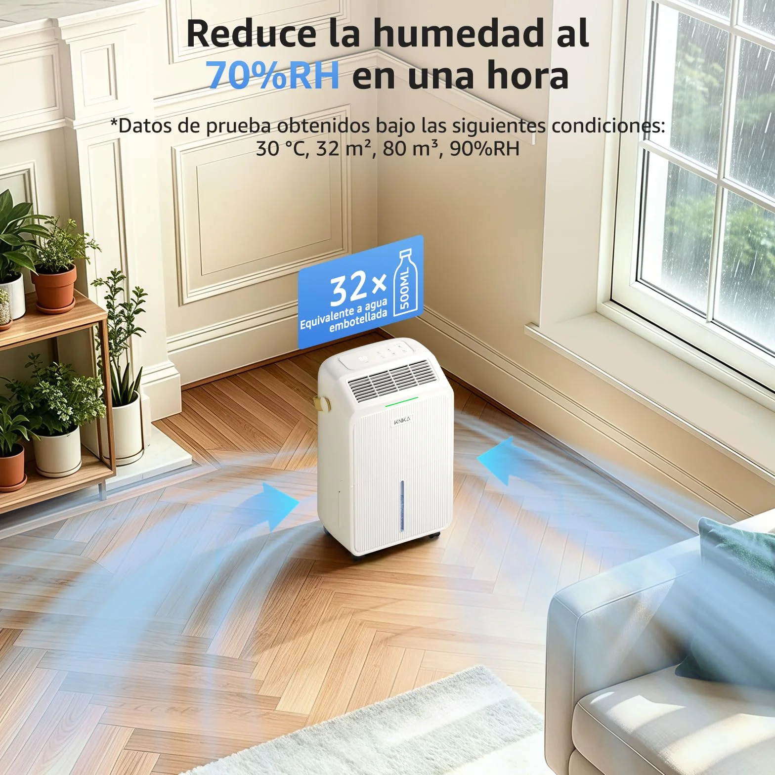 Deshumidificador, 16L/Día, Deshumificadores de Humedad Silencioso, Resultados En 30 Min, Consumo De Energía Reducido En Un 30%,Indicador De Humedad,Descongelación Automática,4 Modos,80m³ (Aprox. 32㎡)