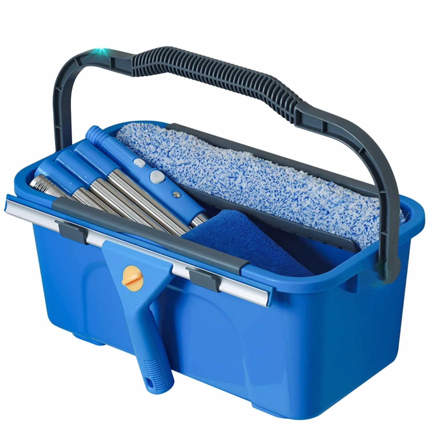 Juego de limpiador de ventanas | Con un paño de microfibra y un mango telescópico extensible | Herramientas de limpieza de ventanas con tractor - adecuado para puertas de patio, ventanas de