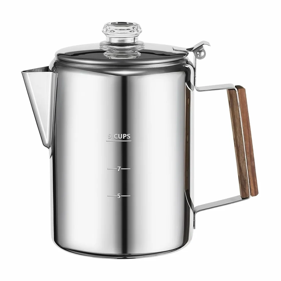 Cafetera Percoladora de Café Acero Inoxidable 9 Tazas para Exteriores Hogar