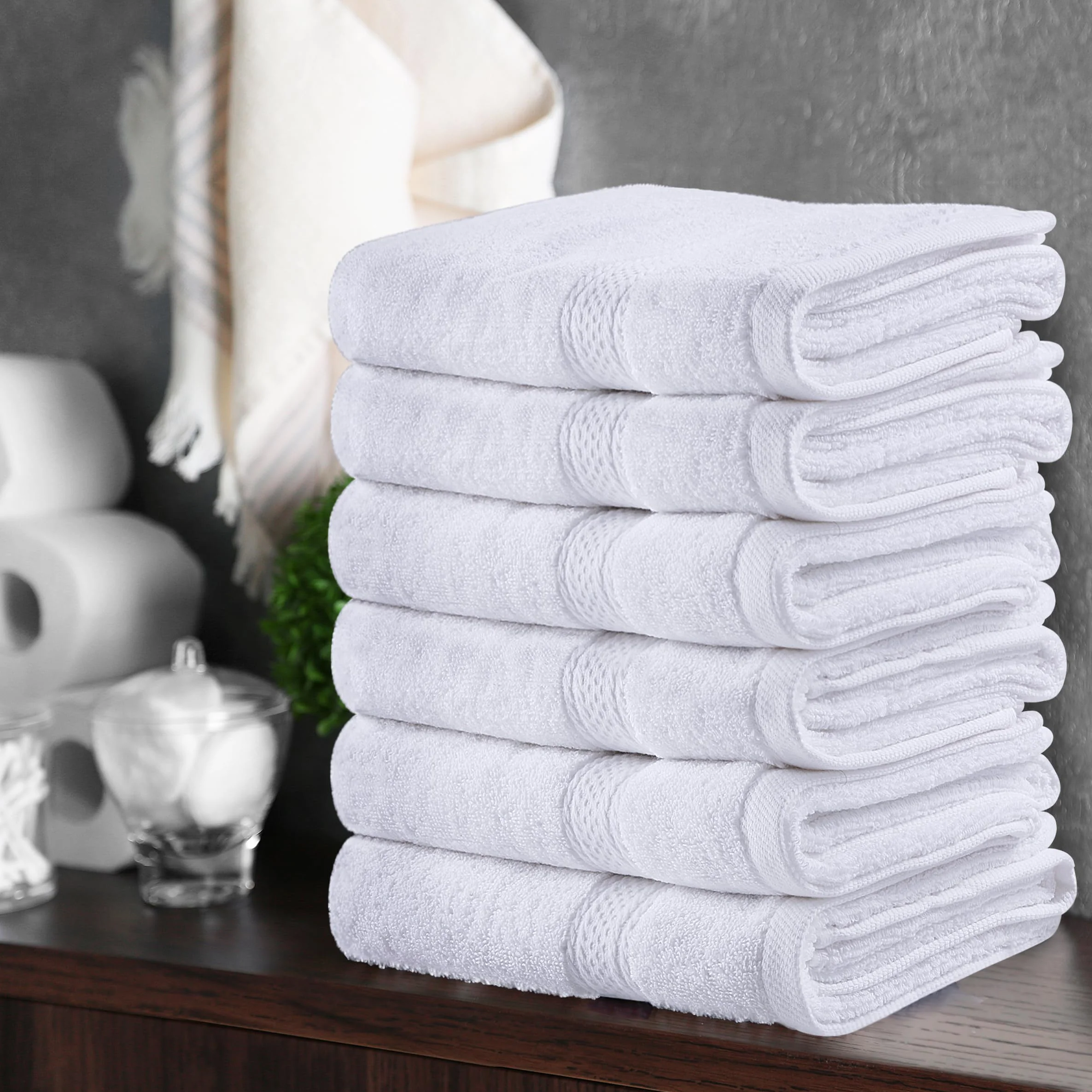 Utopia Towels Toallas de Mano Grandes de Algodón 41cm x 71cm Paquete de 6 Blanco
