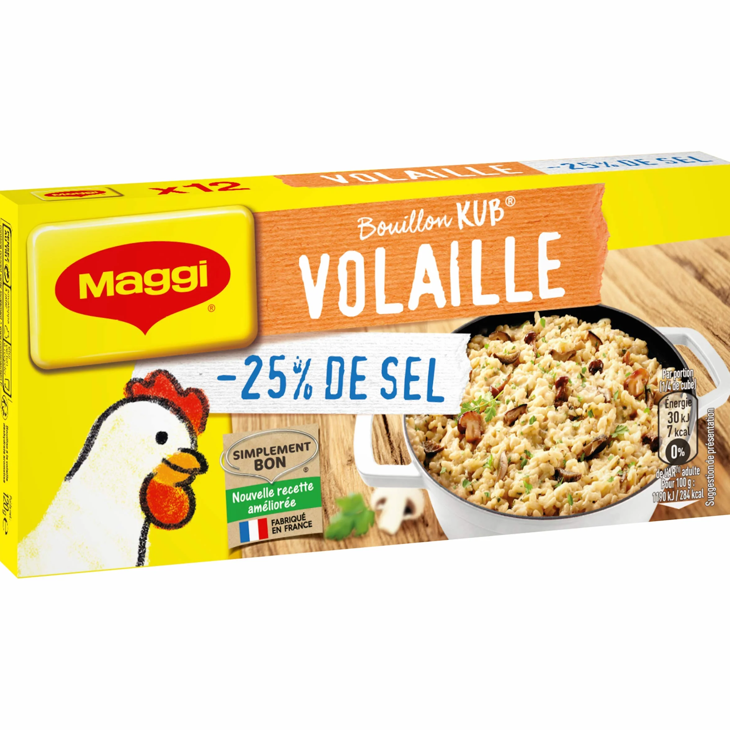 Maggi Assaisonnement Volaille Sel Réduit Bouillon KUB 120 g