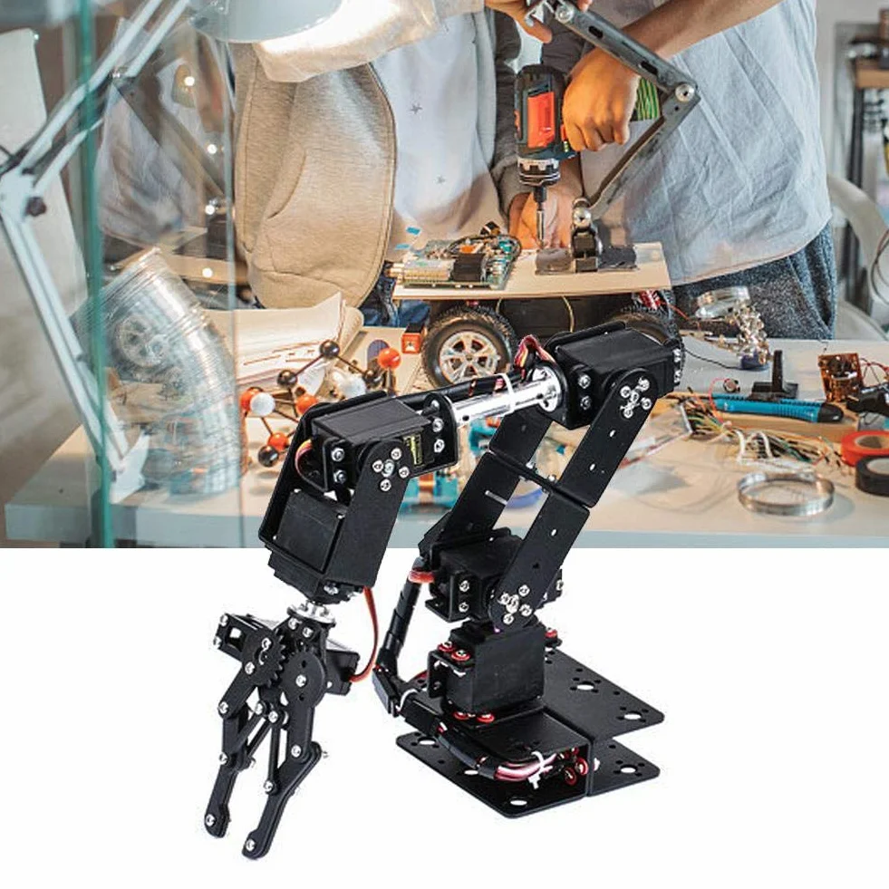 Kit De Garra De Abrazadera De Brazo Mecánico De Robot, 6 Piezas De 6DOF Robot Kit De Garra De Abrazadera De Brazo Mecánico DOF Manipulador Piezas De Robot Industrial