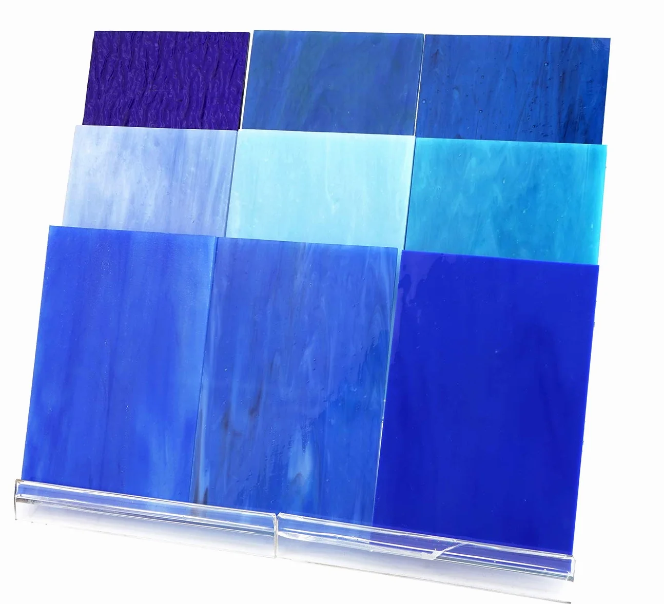 Lanyani Paquete de 10 Hojas de Vidrieras Azules Variadas 4x6 Pulgadas Vidrio Tiffany Texturas Mixtas