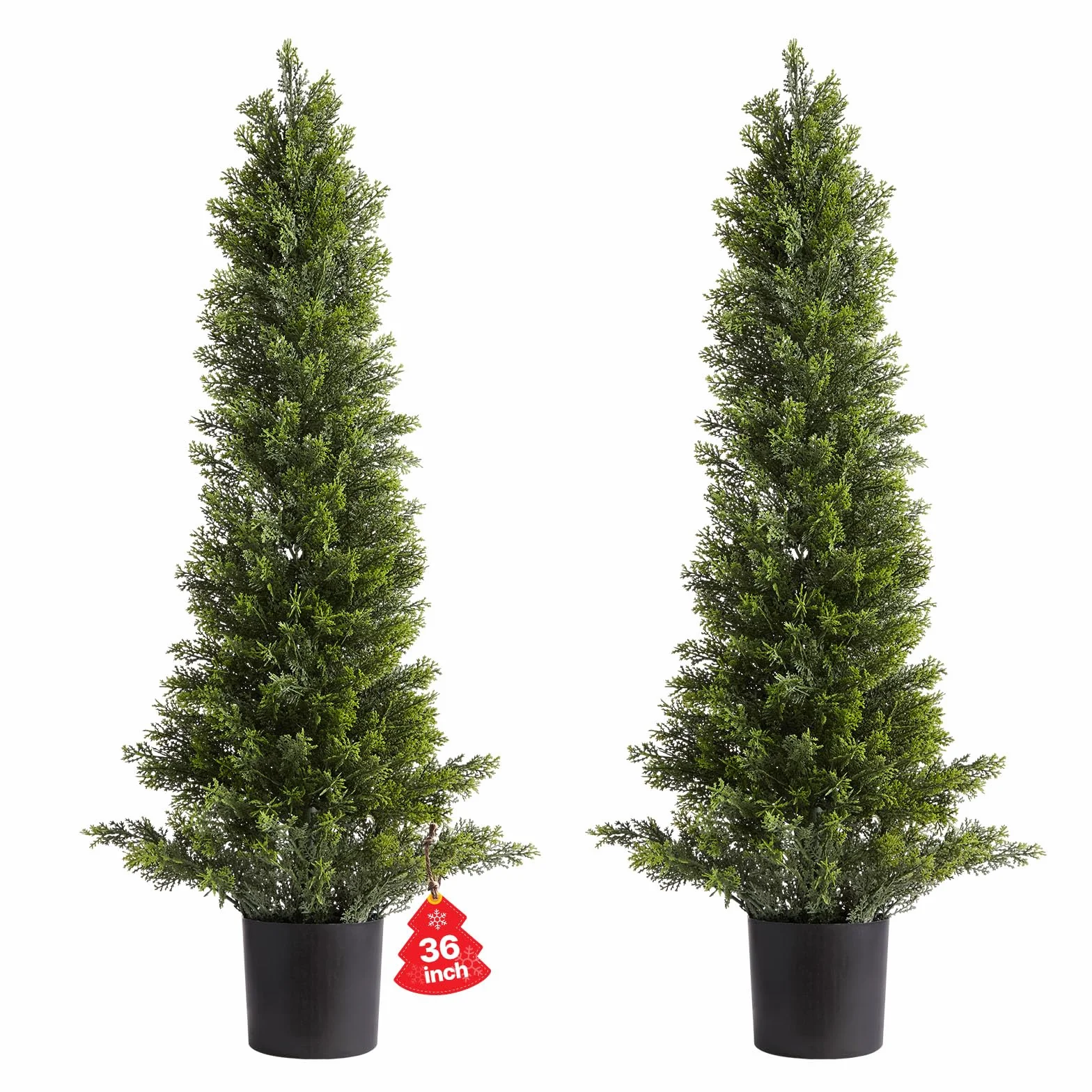 VEVOR Topiario Artificial de Cedro 250 x 914 mm 2 Piezas, Planta de Pino Artificial Hoja de Polietileno, Maceta de Árbol Verde Falso para Decorar Porches, Patios, Jardines, Balcones, Oficinas