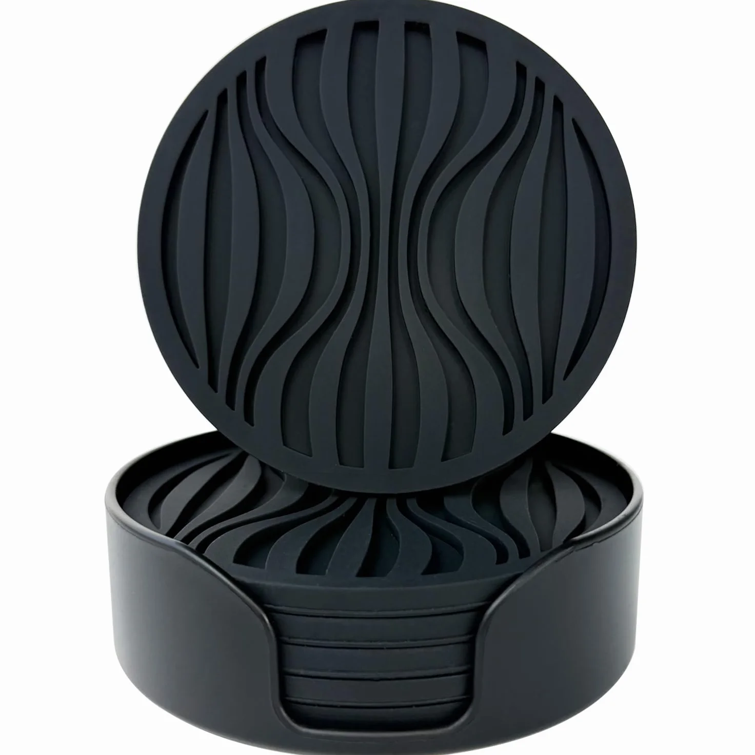 Posavasos Silicona 6PCS, Diseño Grueso 0,5cm Redondos, Antideslizantes (Negro)
