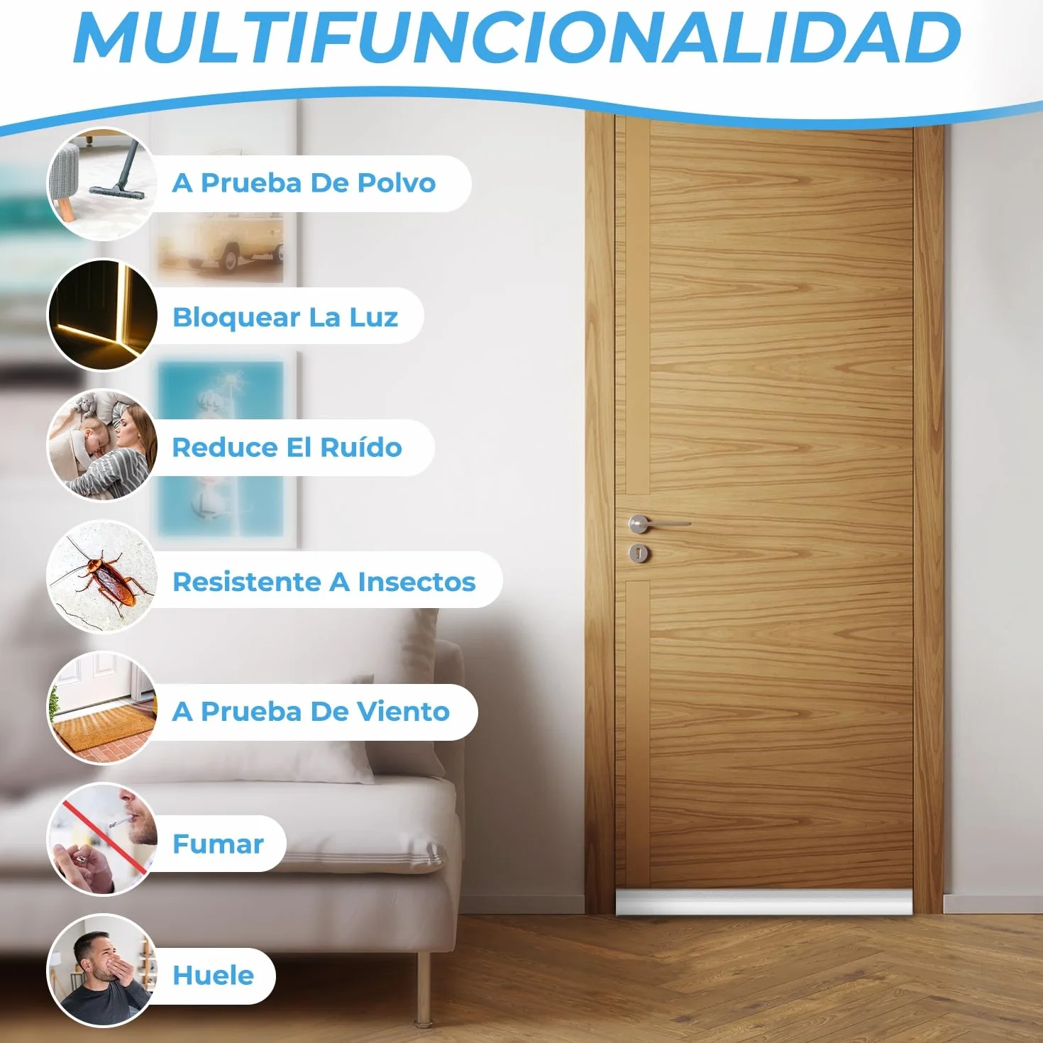 Burlete para Puertas 96 cm, Tope para Puertas, Burlete Bajo Puerta, Aislamiento Acústico, 3 Piezas Blanco