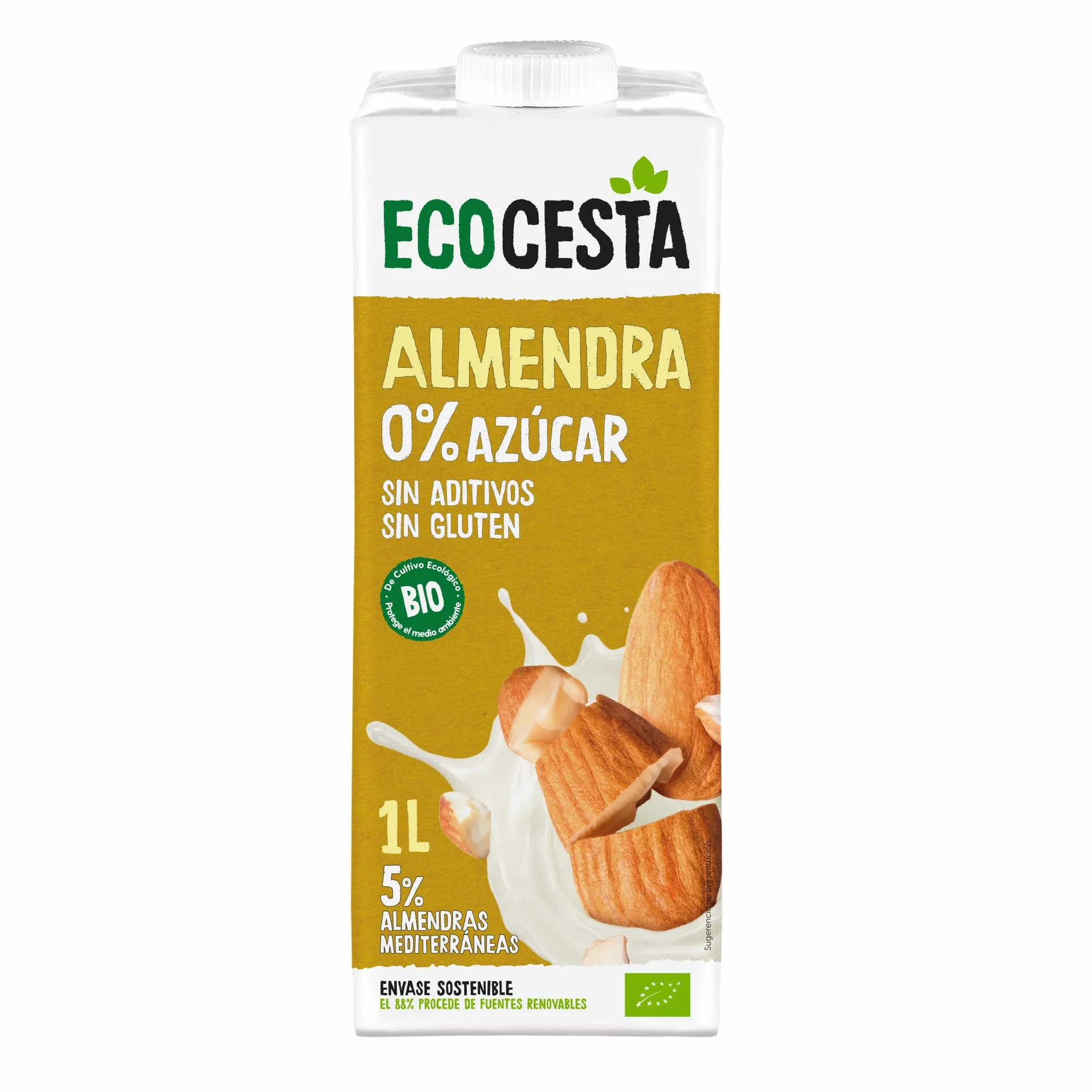 Ecocesta Bebida Ecológica Vegetal de Almendra Pack 6 x 1 L Sin Azúcar Añadido Sin Gluten Vegano