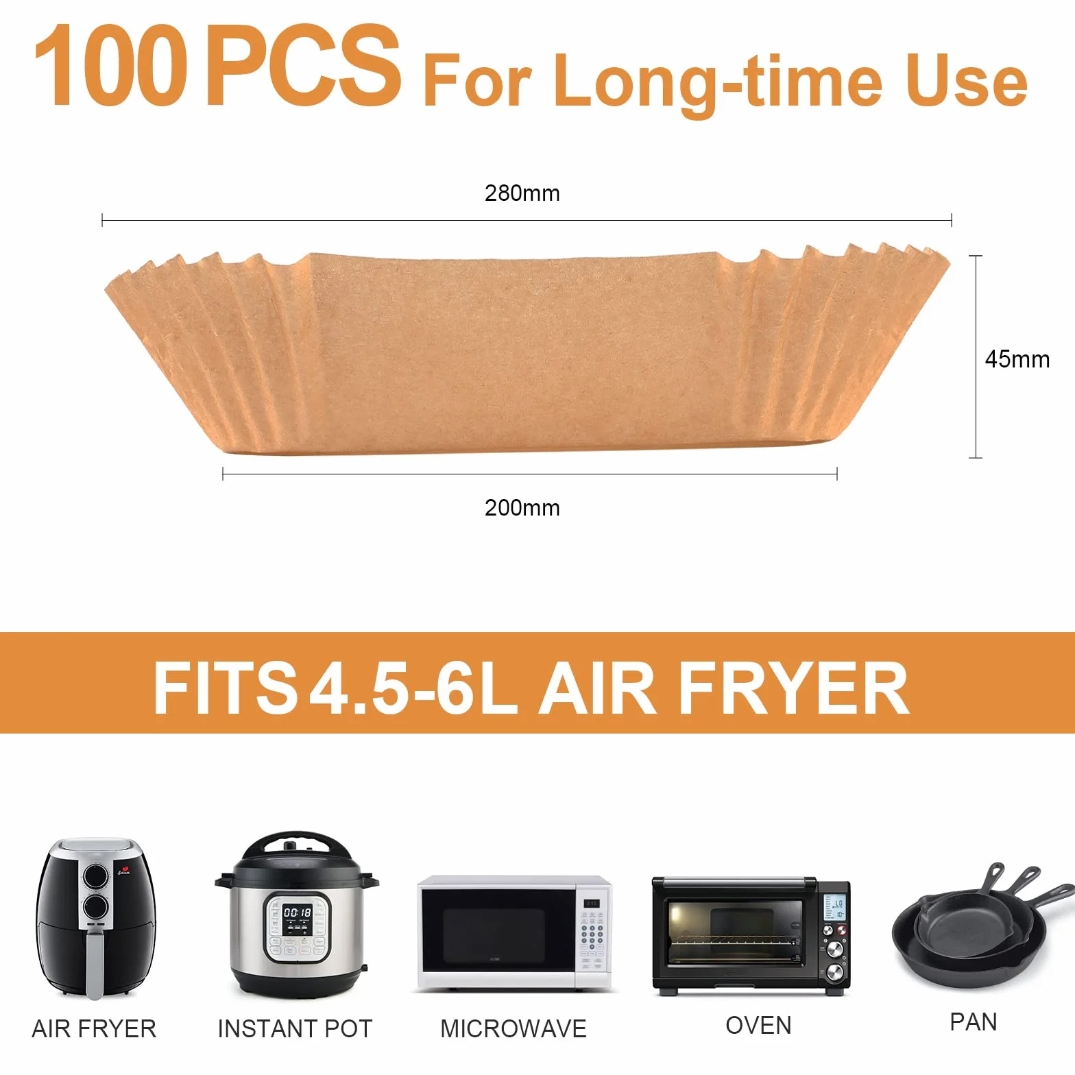 Papel Pergamino Desechable para Freidora de Aire 4.5-6L 100 Piezas 20-24 cm Antiadherente