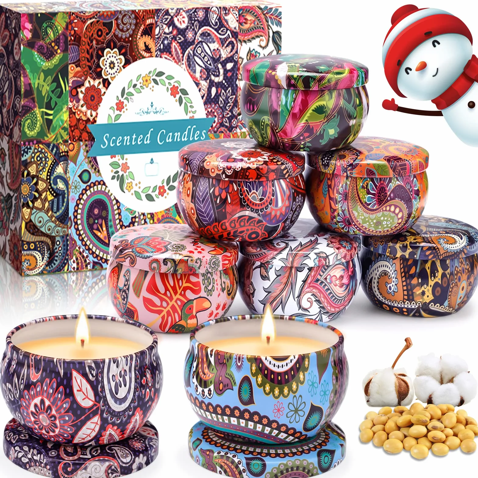 8 Piezas Regalo de Velas Perfumadas,Velas Aromaticas, Cera de Soja Natural,Aromaterapia Decoración para Relajación Fiesta Boda Baño Yoga Cumpleaños Navidad Día de San Valentín